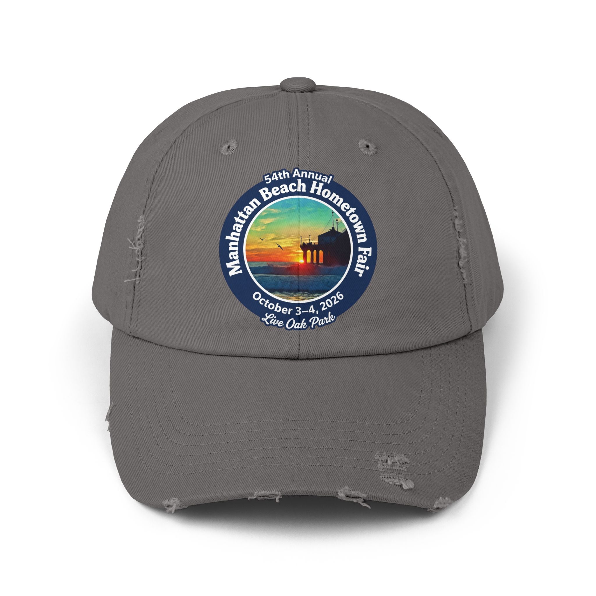 Distressed Baseball Cap - Manhattan Beach Hometown Fair 2026 Sunset Logo