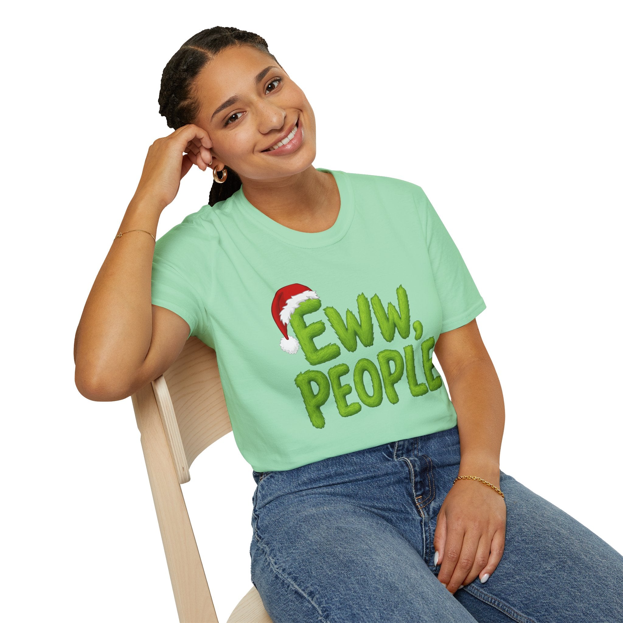 Eww, People T-Shirt | Funny Grinchy Santa Hat Holiday Tee