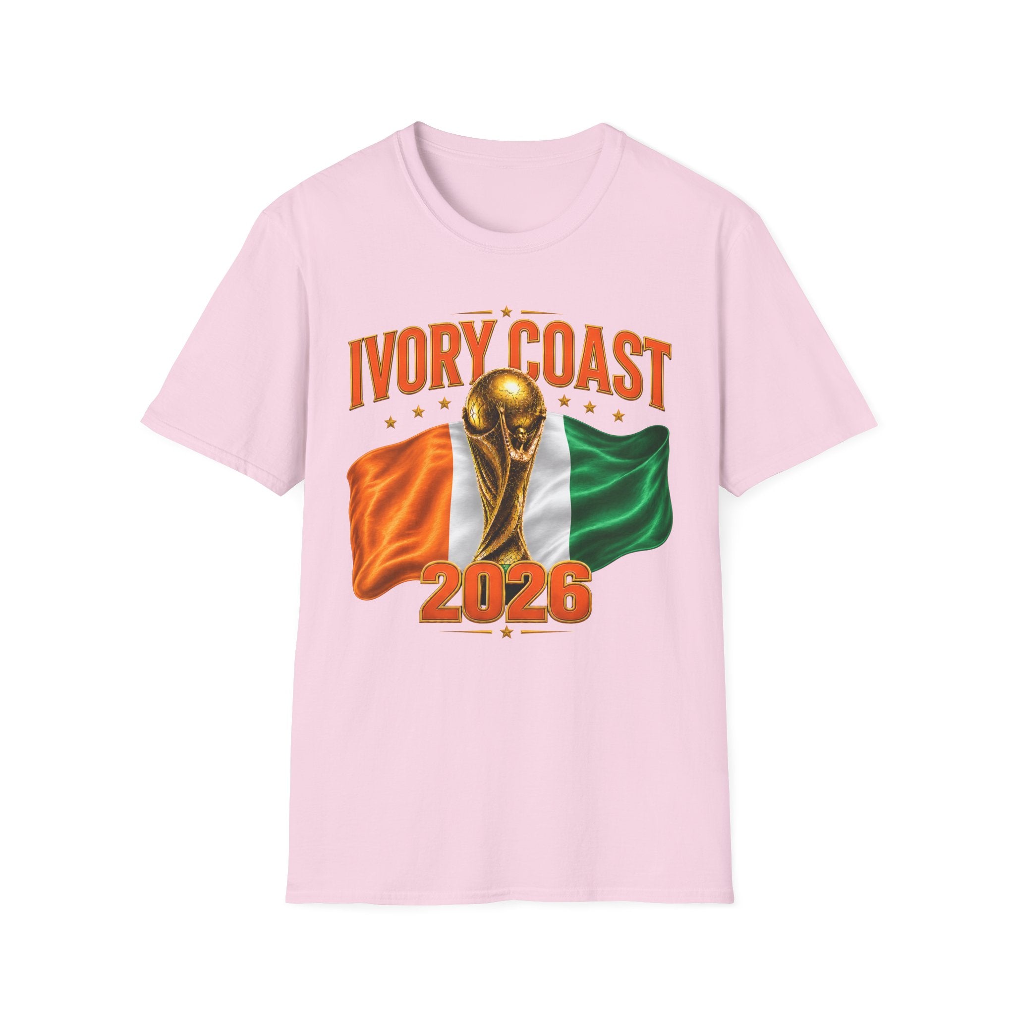 Ivory Coast 2026 World Cup T‑Shirt — FIFA Trophy & Flag Soccer Fan Tee