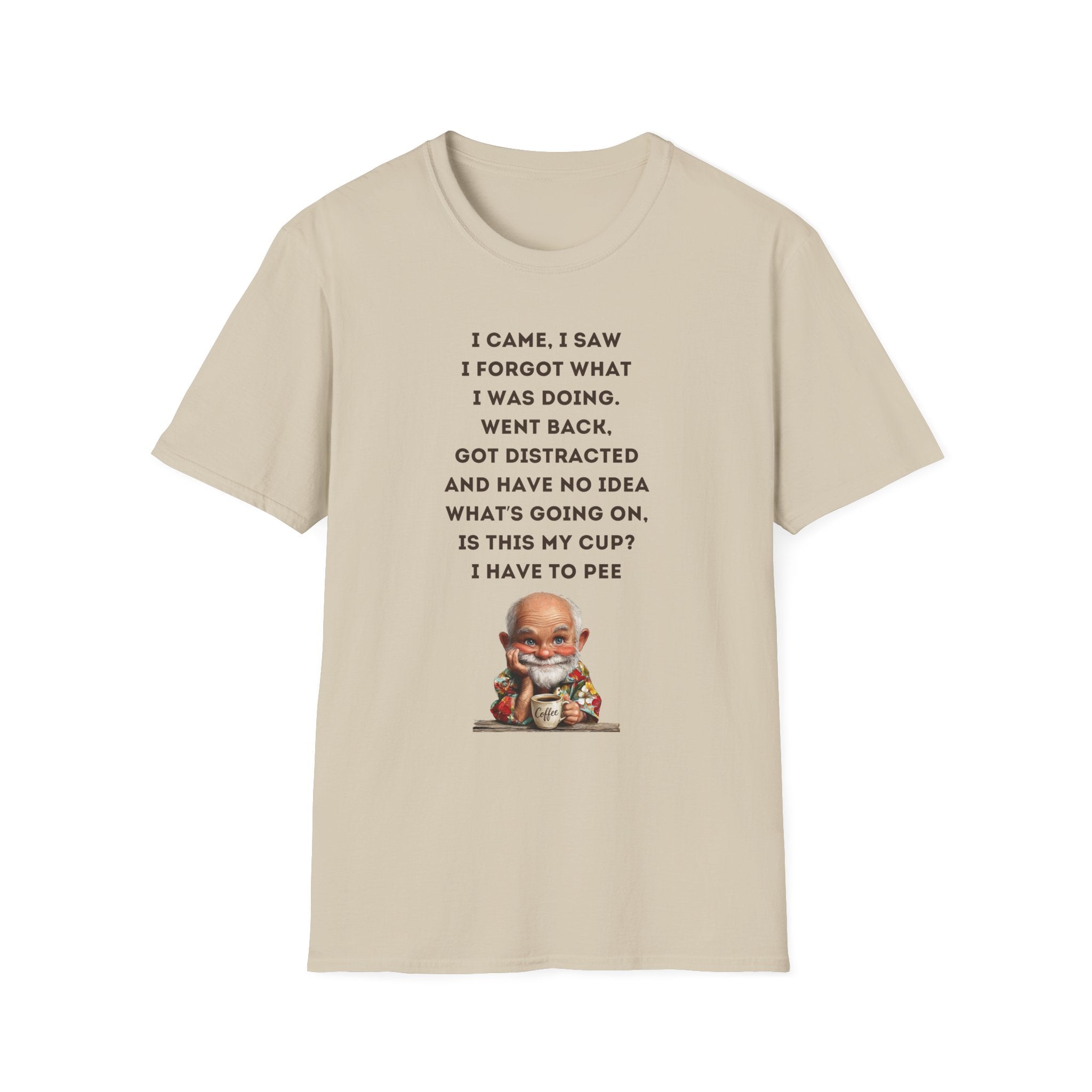 Funny Forgetful Grandpa Quote T-Shirt | Retro Grandpa I Got to Pee Illustration