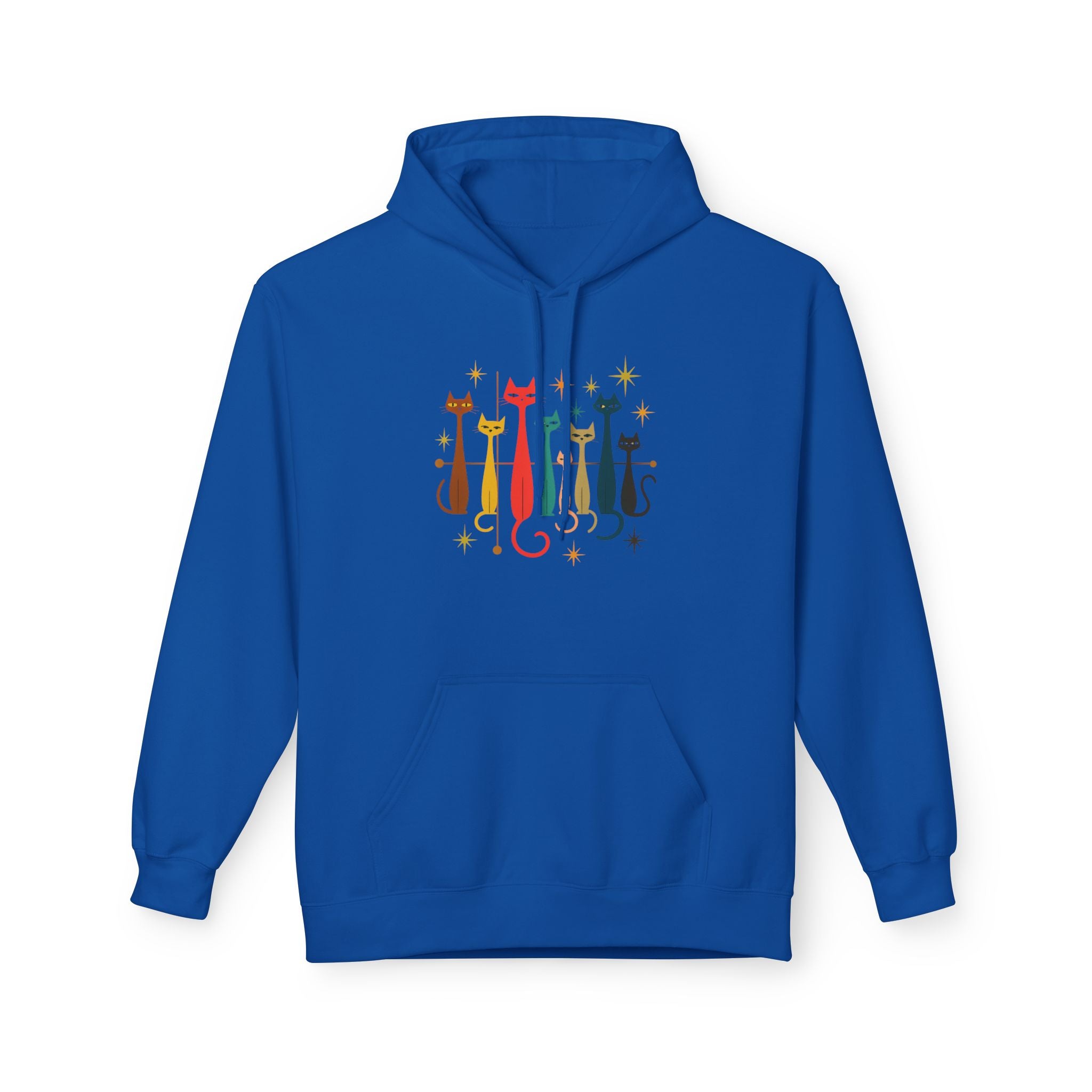 Retro Long Cats hoodie | Colorful Cat Illustration (printed front and back)