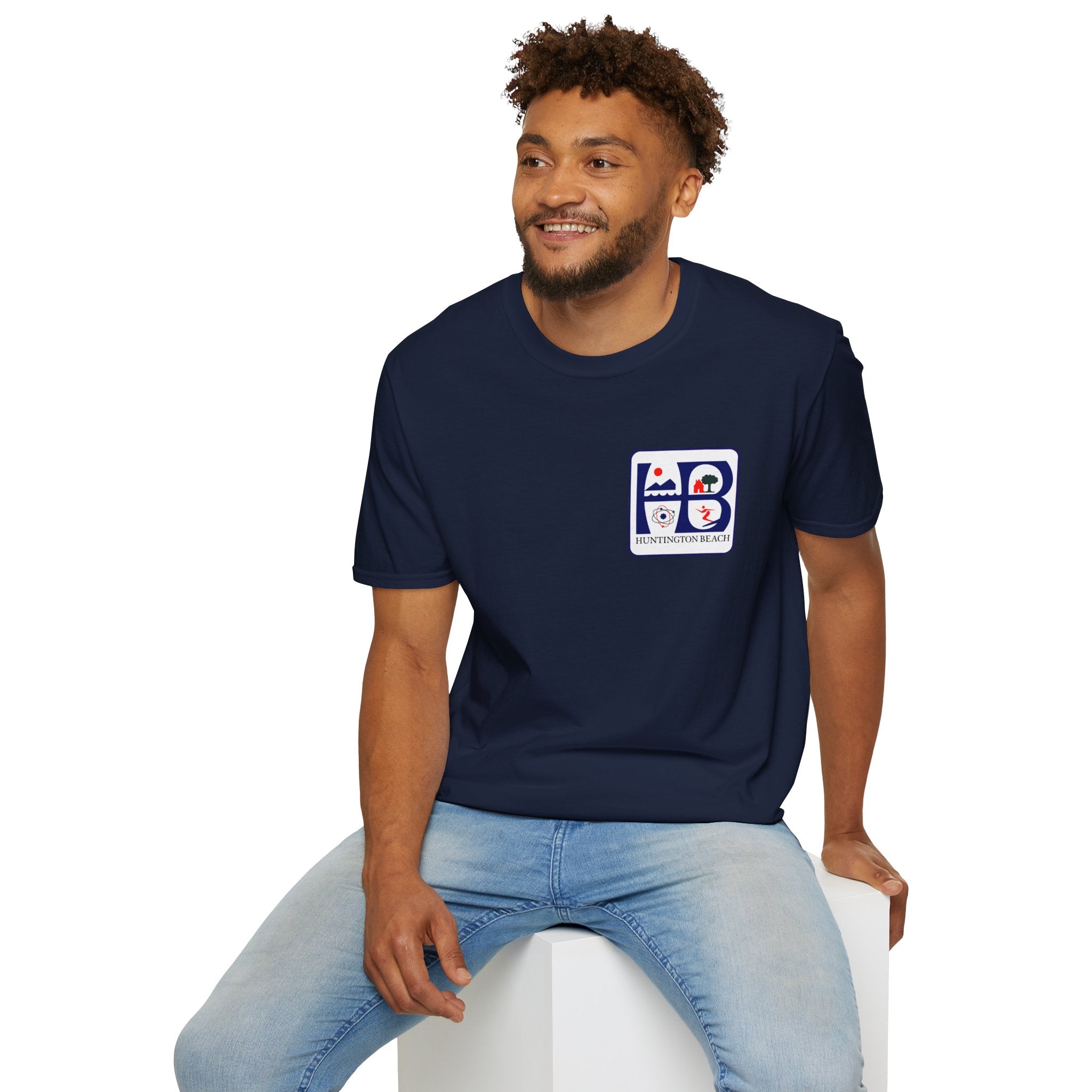Huntington Beach Retro Logo T-Shirt — HB Surf & Sunset Tee (printed 3 side)