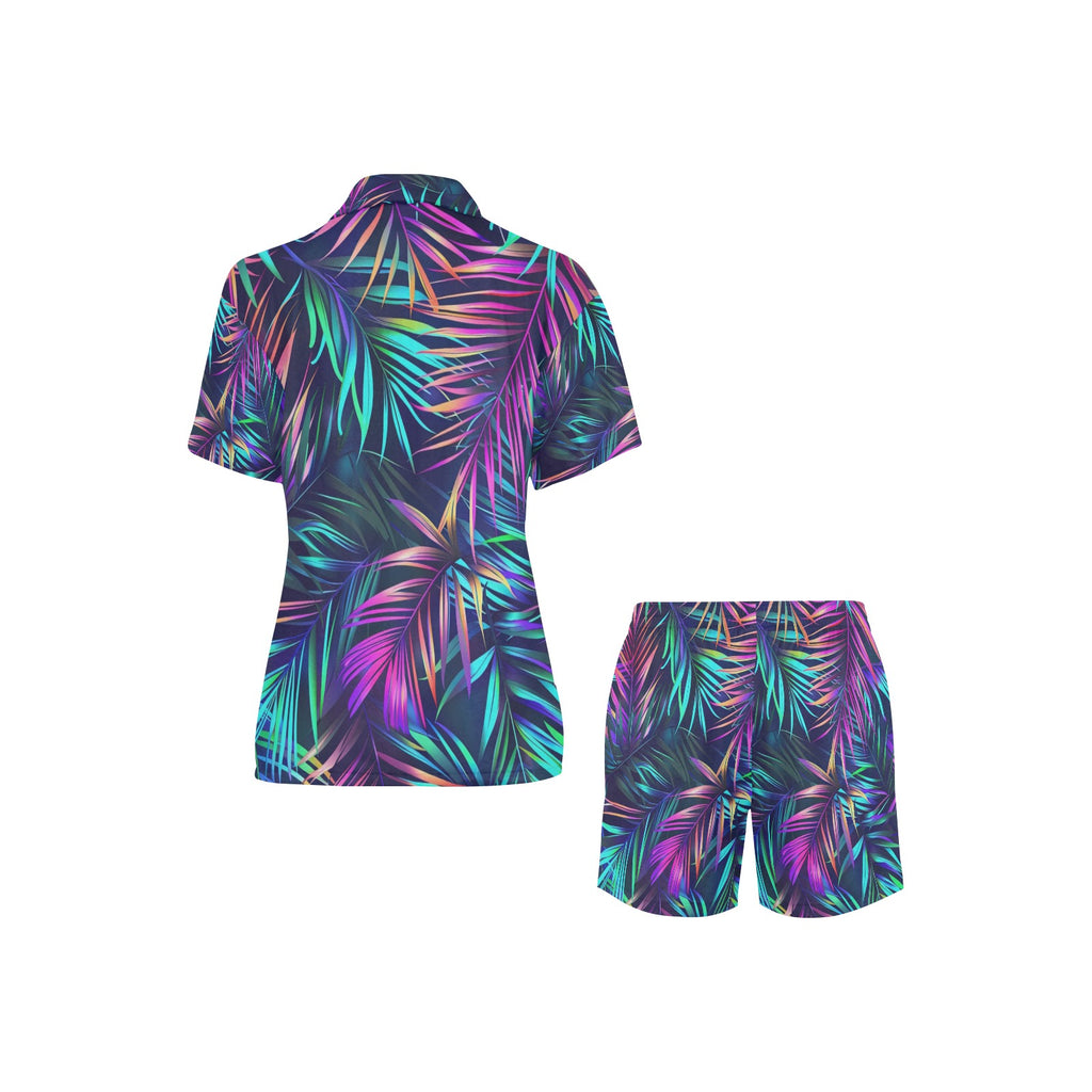 Women's V-Neck Short Pajama Hawaiian Style Set Made in USA Free shipping