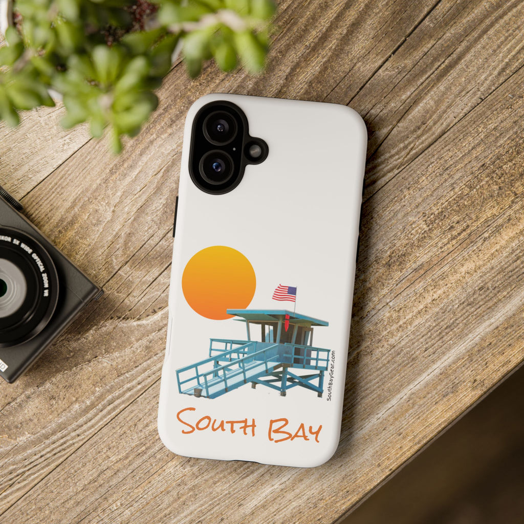 South Bay Lifeguard Stand with American Flag Tough Phone Cases
