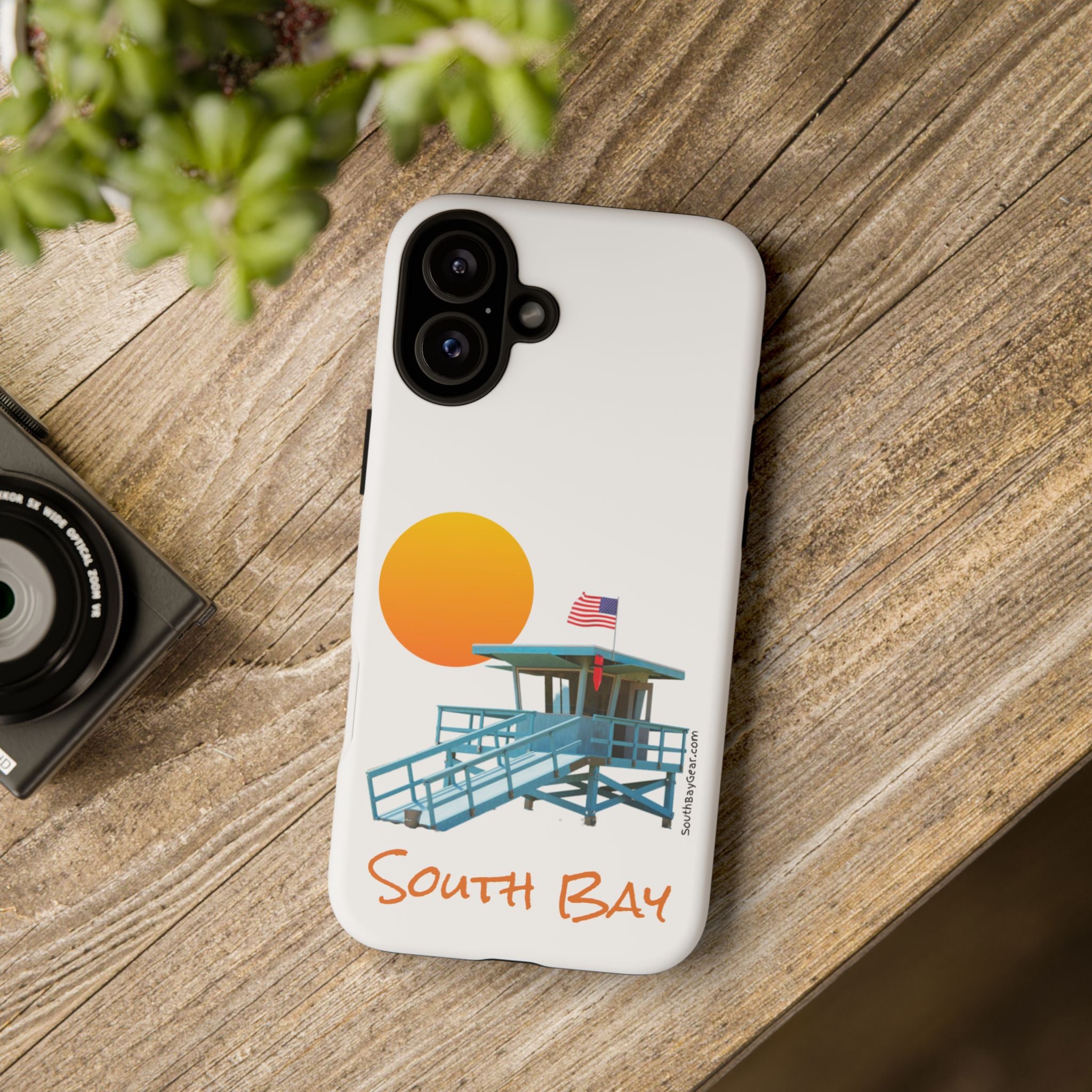 South Bay Lifeguard Stand with American Flag Tough Phone Cases