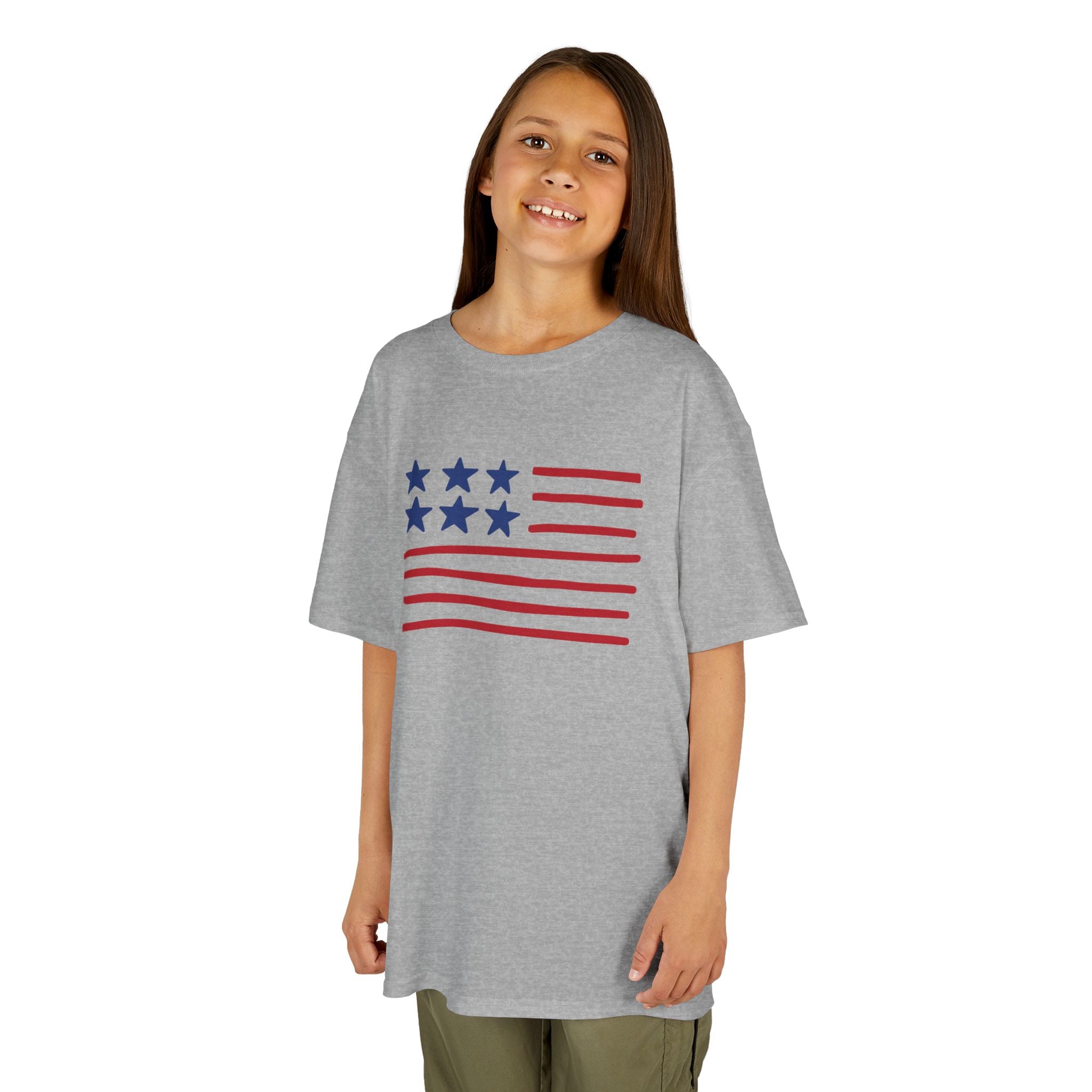 Stars and Stripes  Kids American Flag T-Shirt — Red & Blue Stars Stripe Patriotic Tee