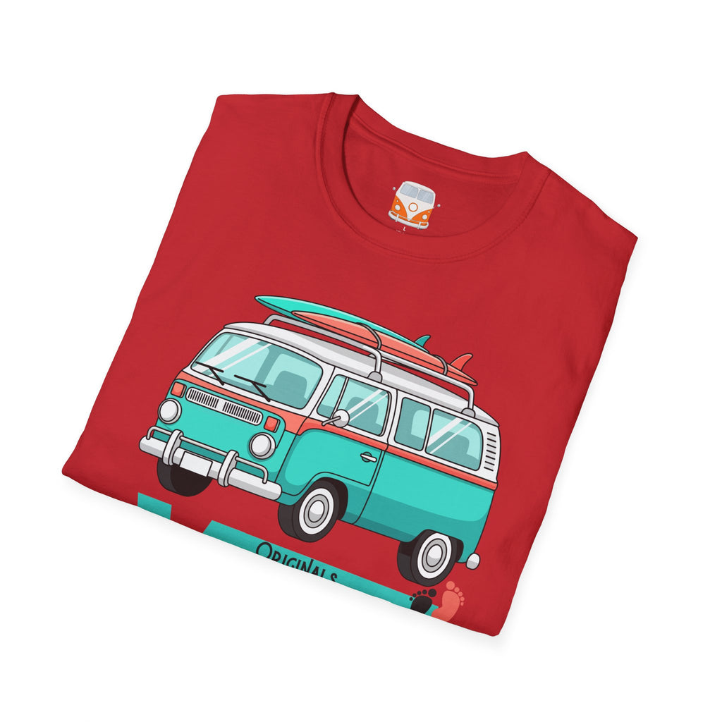 Retro Surf VW Van T-Shirt | Vintage Camper Bus Beach Tee Original Bare Feet