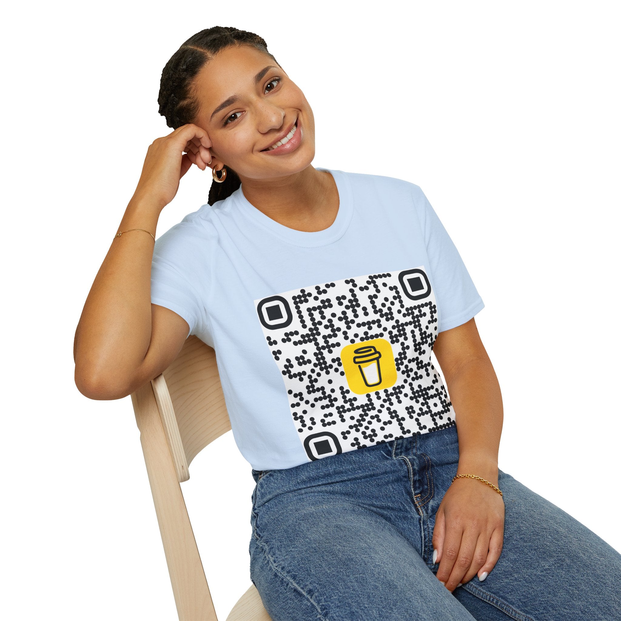 QR Code Coffee Cup T‑Shirt — Scan-to-Order Cafe Tee