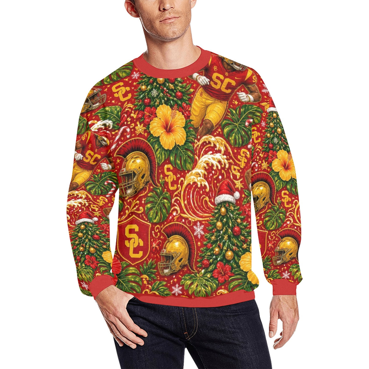 USC Christmas Men's crew neck sweatshirt （Made in USA）