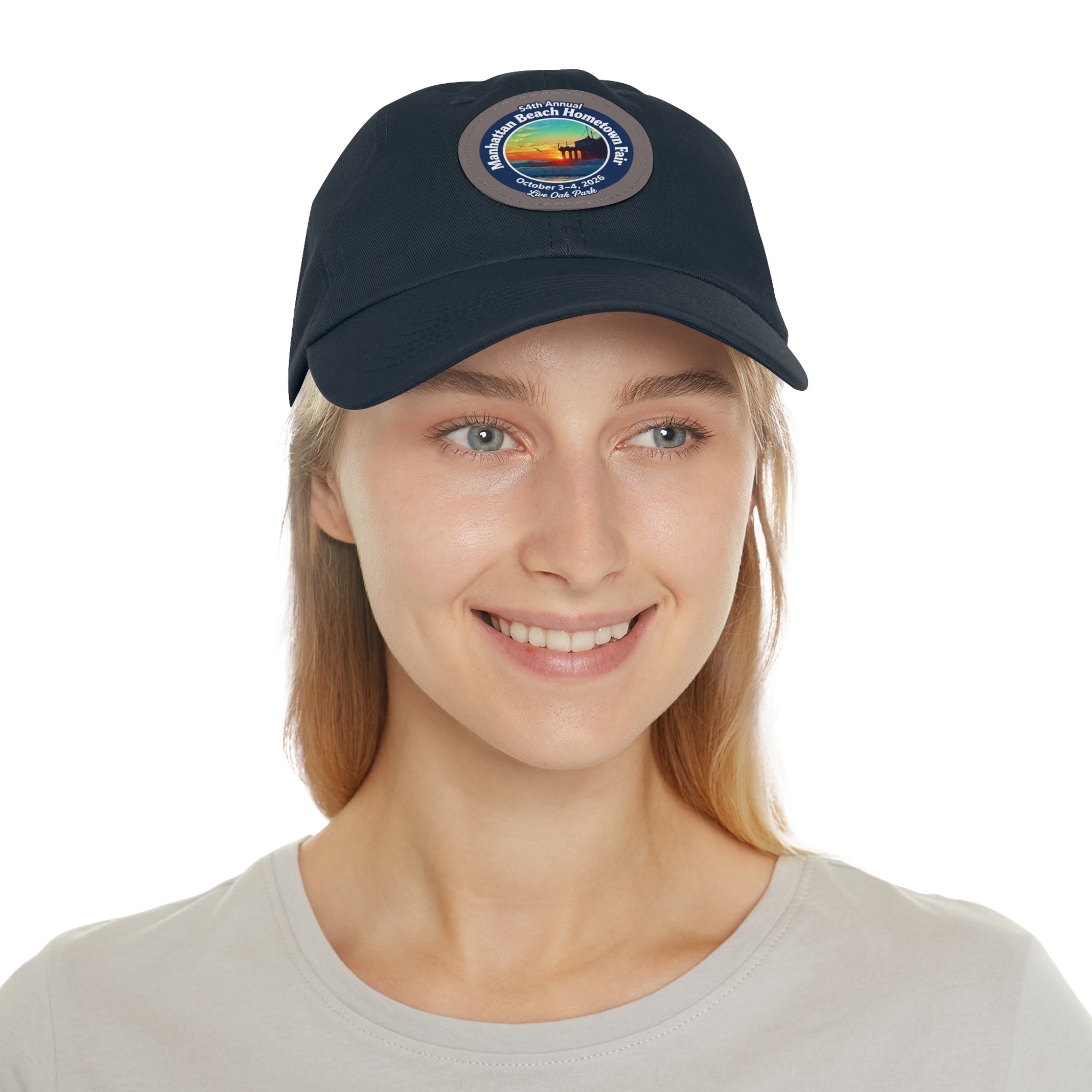 Manhattan Beach Hometown Fair 2026  Beach  Live Oak Park Annual Festival Round Leather Patch Hat