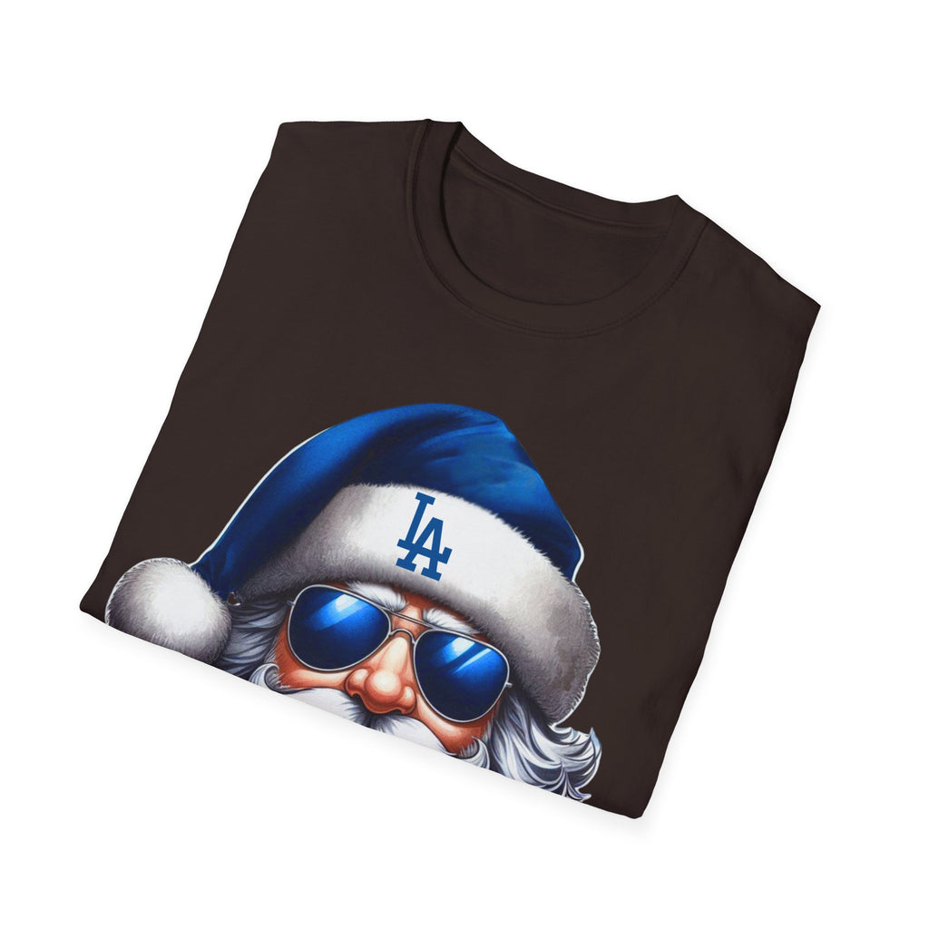 Blue Los Angeles Doyers Santa Tee | Santa Hat Graphic T-Shirt #Doyers