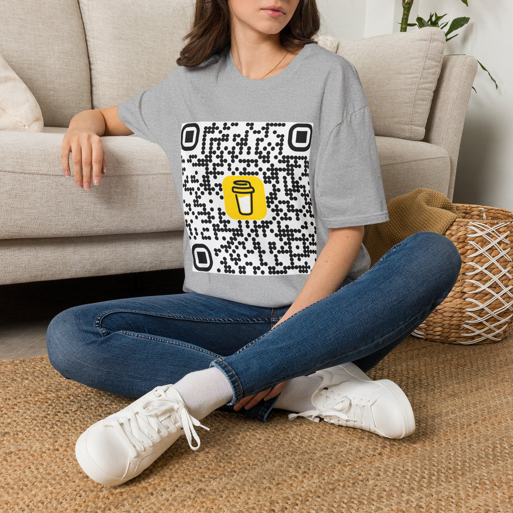 QR Code Coffee Cup T‑Shirt — Scan-to-Order Cafe Tee