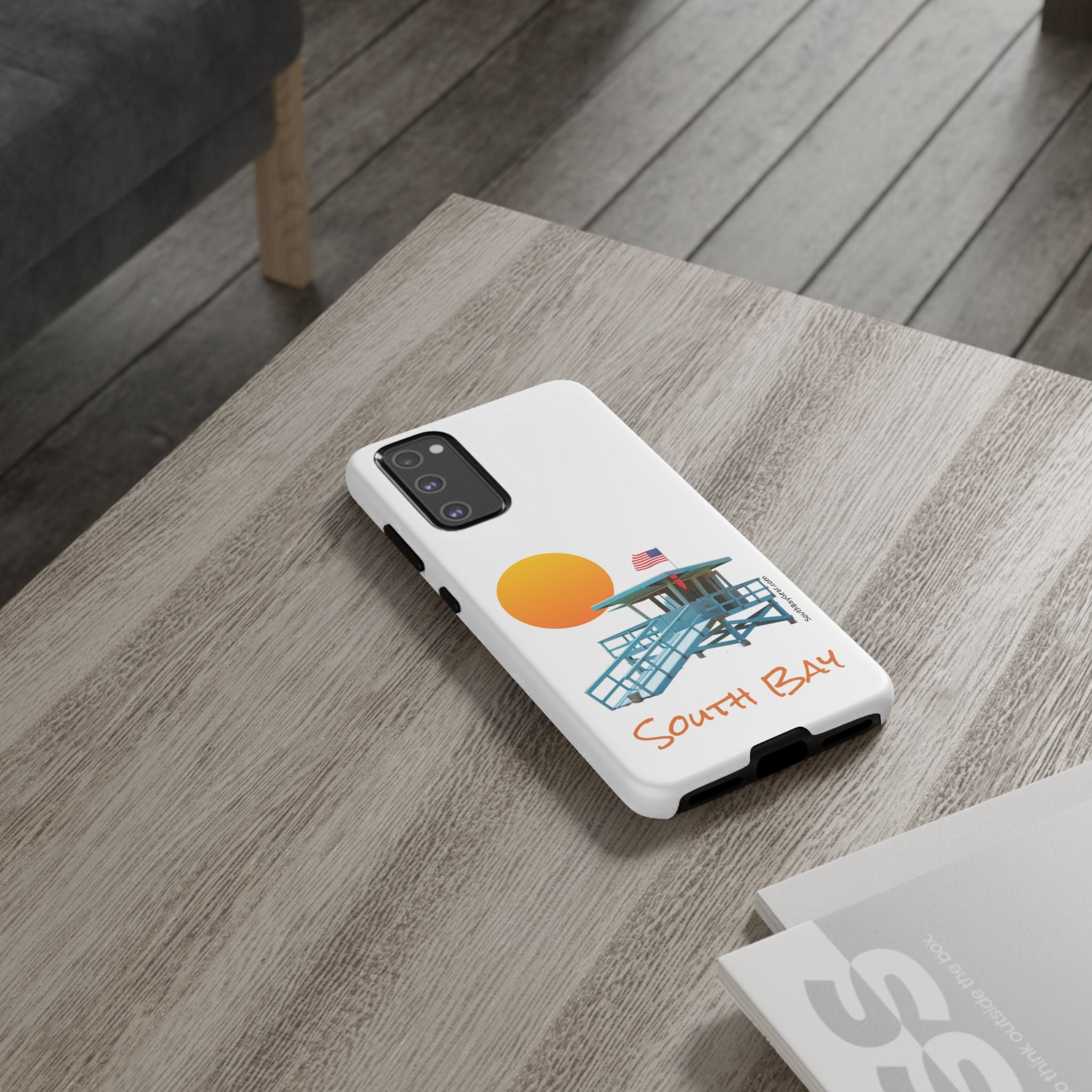 South Bay Lifeguard Stand with American Flag Tough Phone Cases