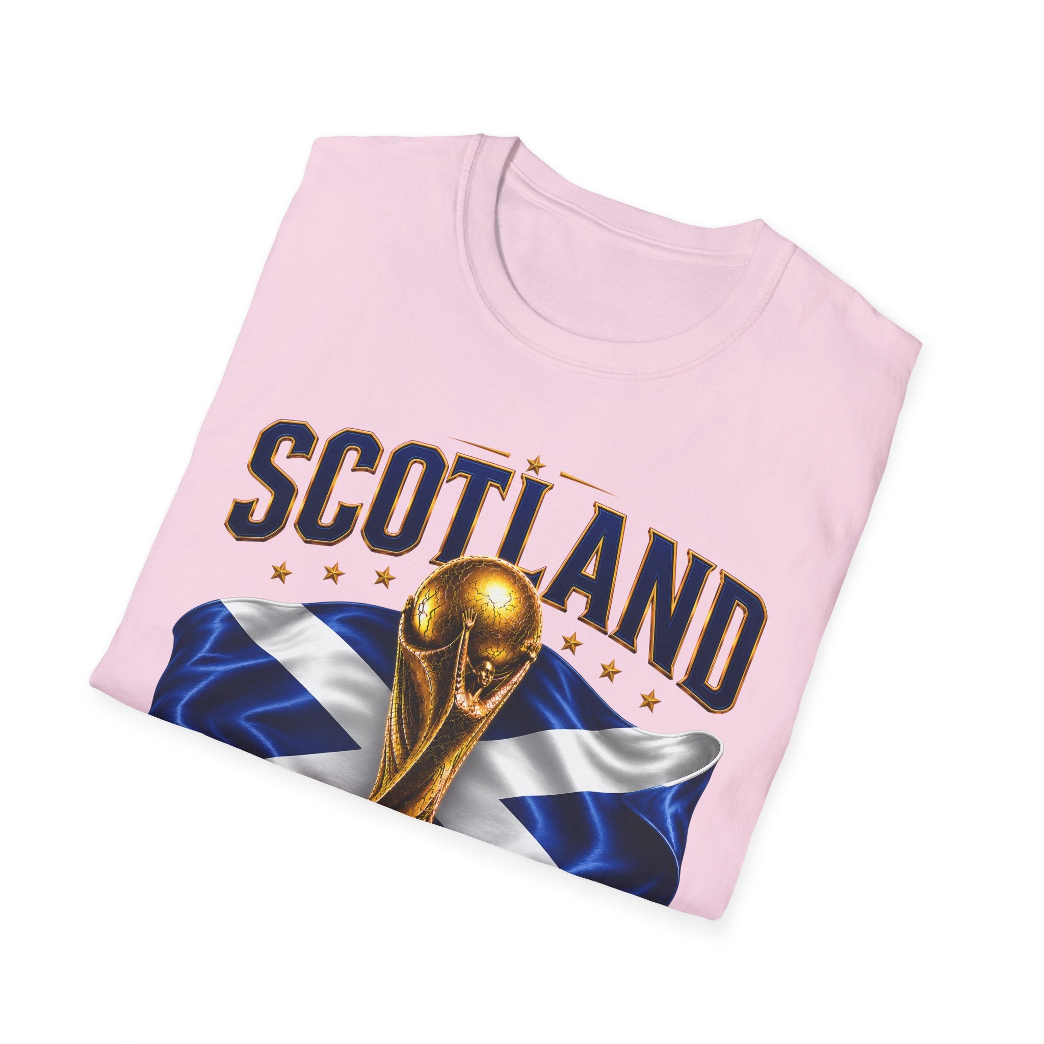 Scotland 2026 World Cup Soccer T-Shirt — Scottish Flag & Trophy Football Tee