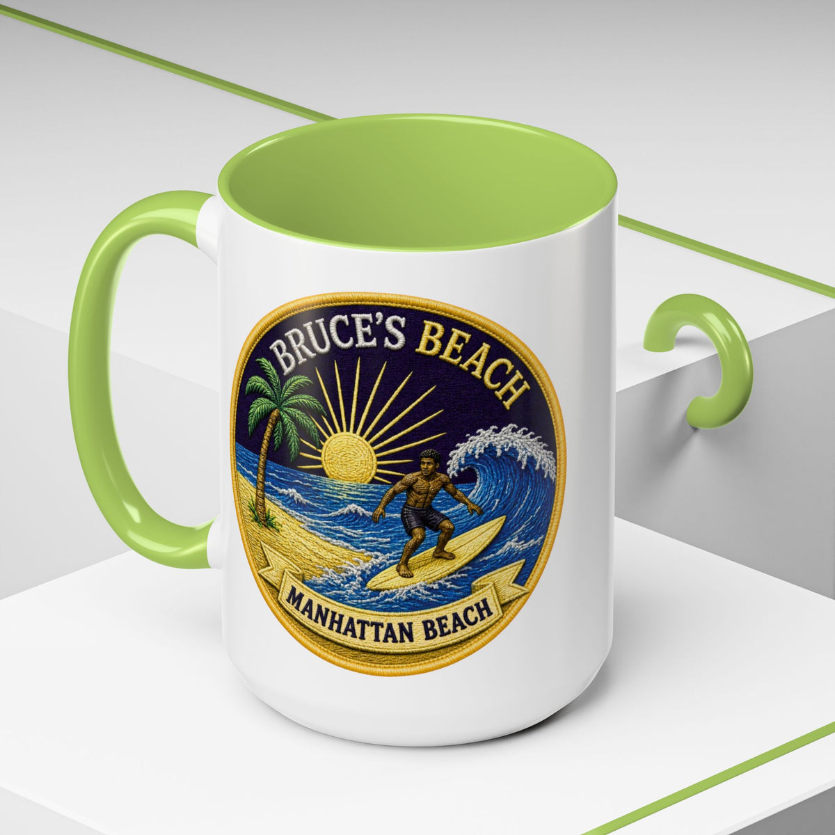 Manhattan Beach Surf Mug — Bruce’s Beach Coffee Cup (11/15oz Accent)