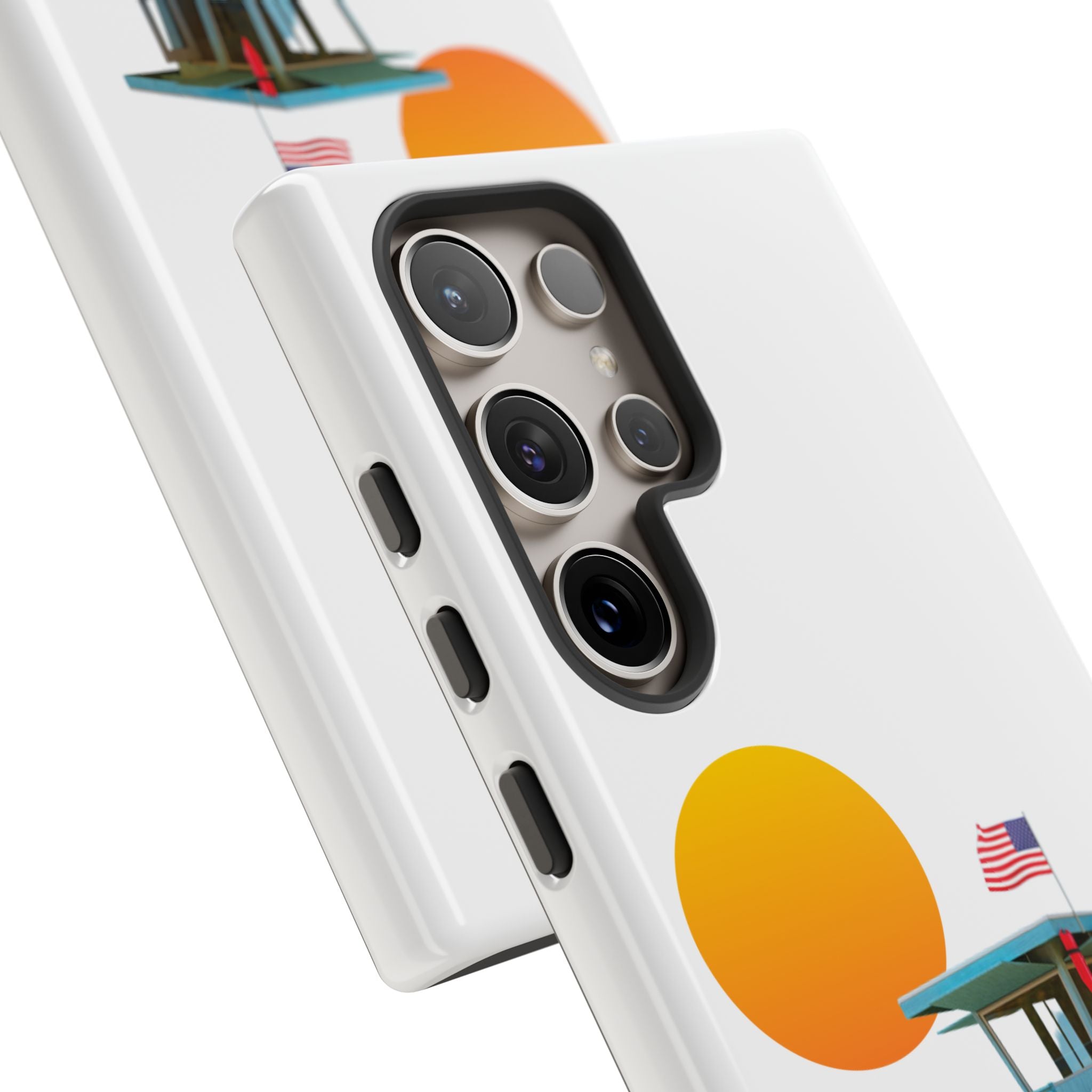 South Bay Lifeguard Stand with American Flag Tough Phone Cases