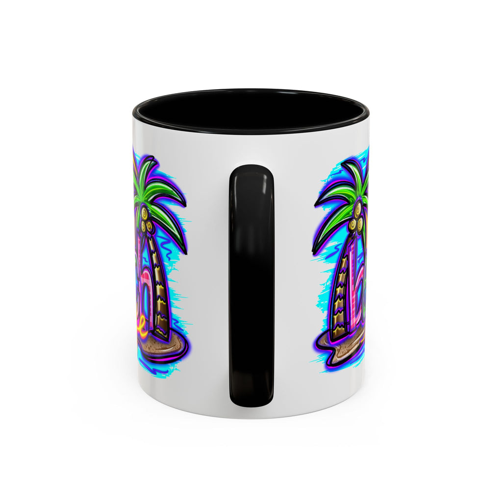 Beach Life Coffee Mug — Tropical Palm Sunset Accent Mug (11/15oz)