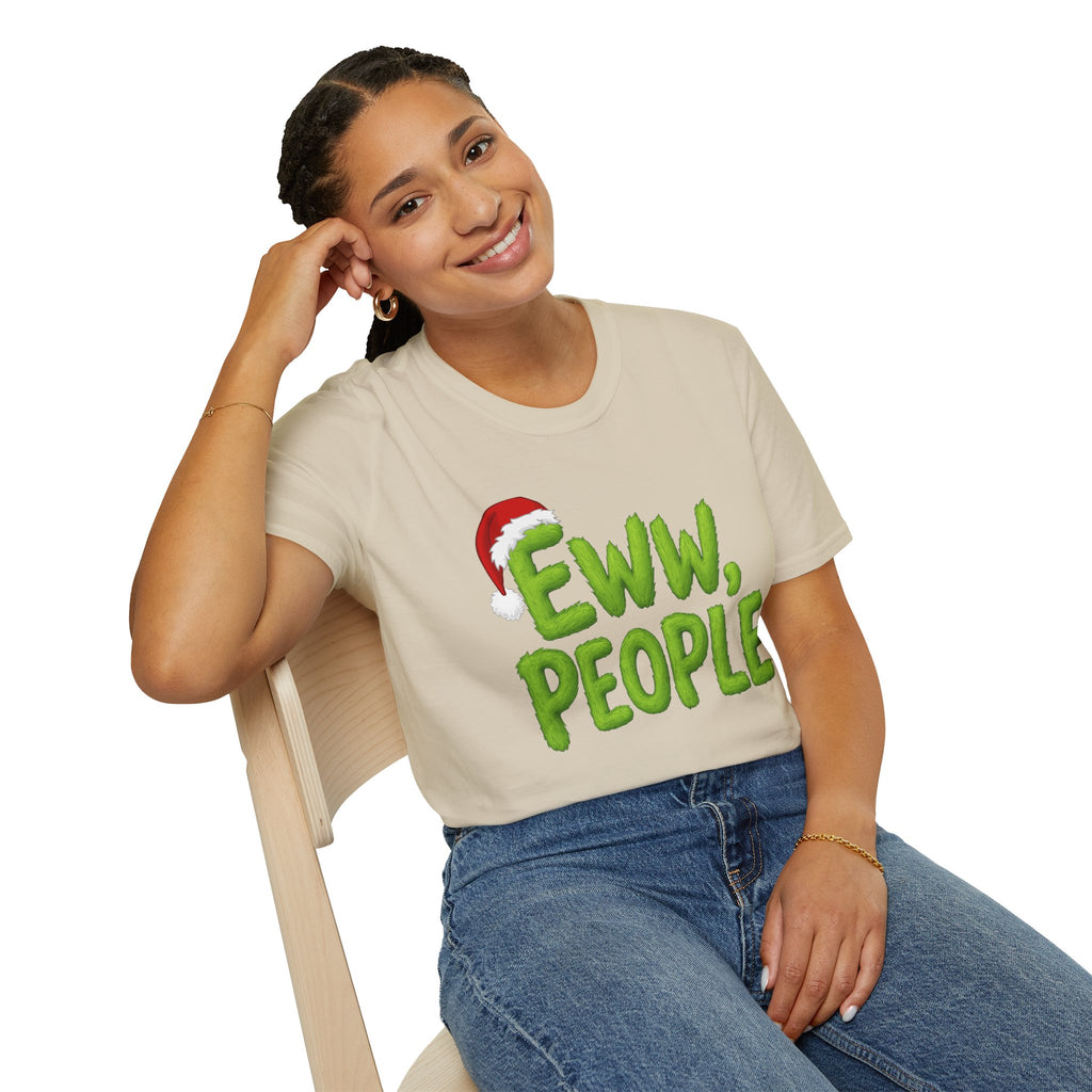 Eww, People T-Shirt | Funny Grinchy Santa Hat Holiday Tee