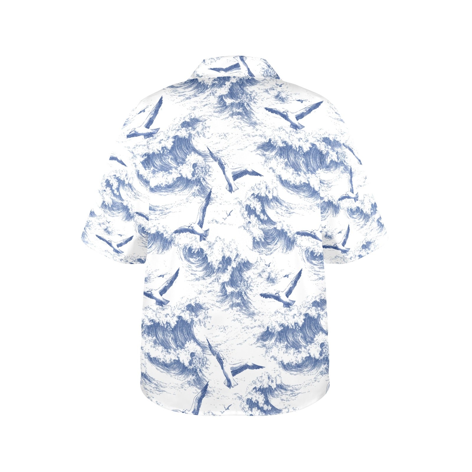 Nautical Waves Sea Birds Women's All Over Print Hawaiian Shirt Made in USA