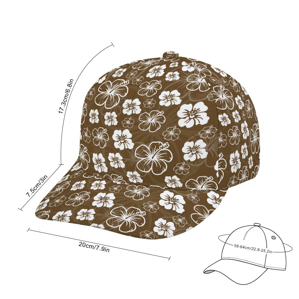 Brown Hawaiian Print Baseball Cap Free Shipping