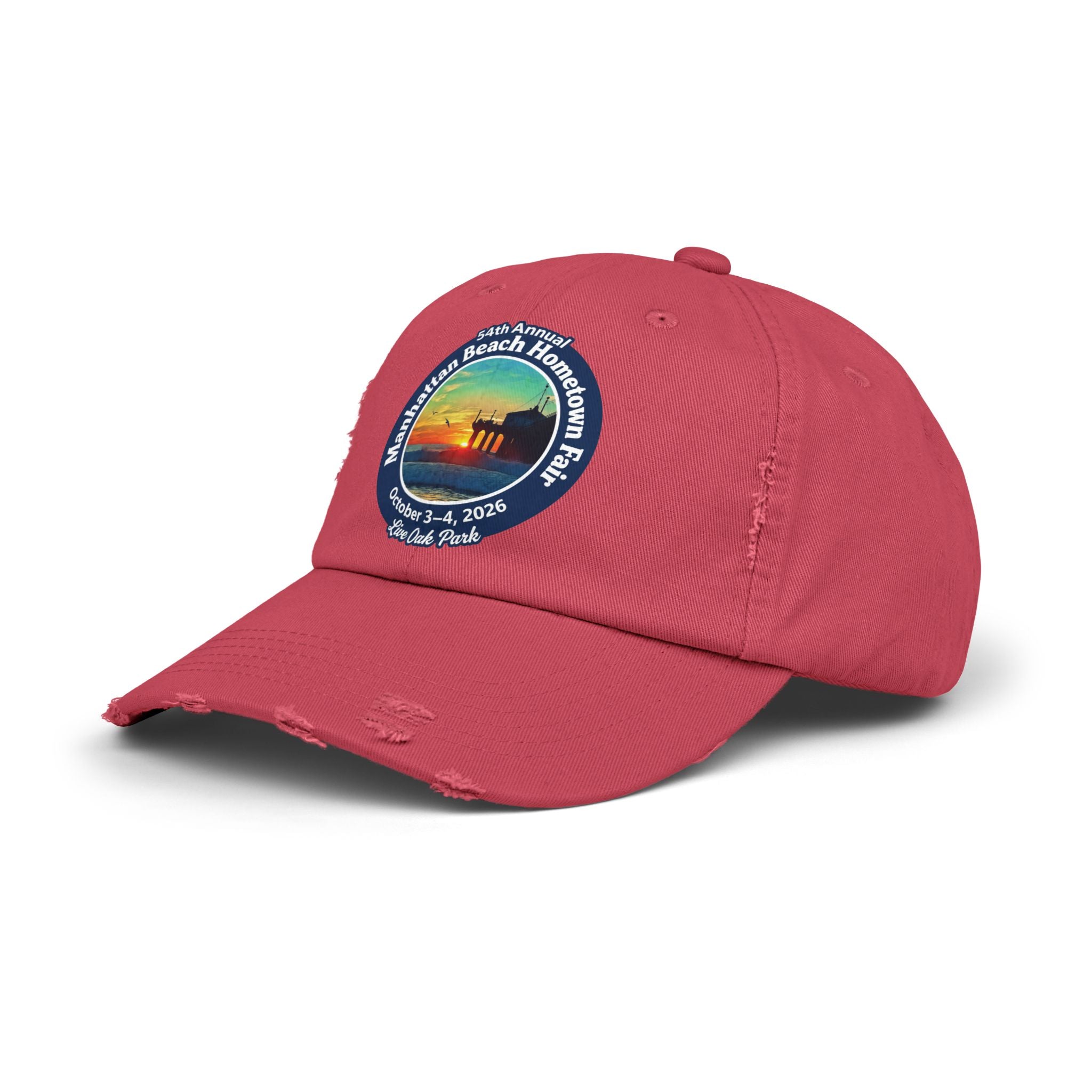 Distressed Baseball Cap - Manhattan Beach Hometown Fair 2026 Sunset Logo