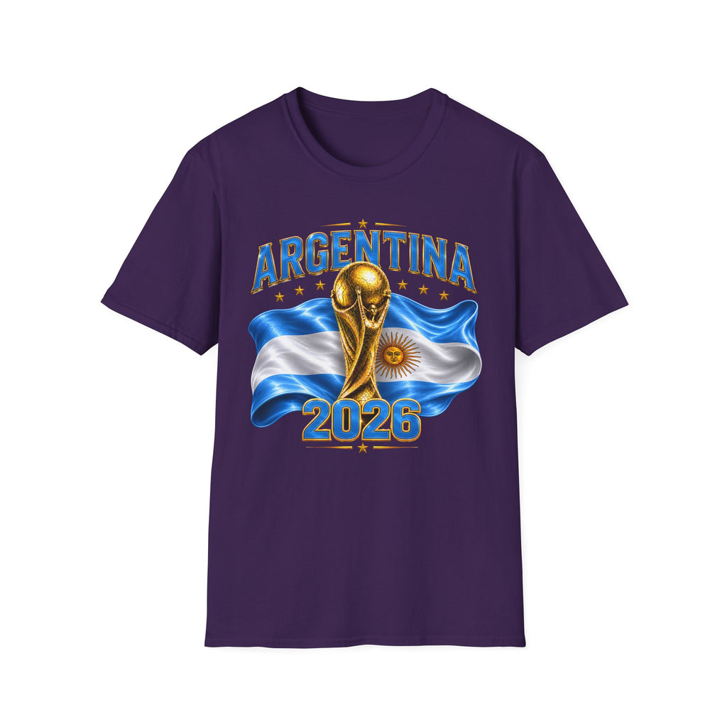 Argentina 2026 World Cup T-Shirt — Golden Trophy & Flag Soccer Fan Tee
