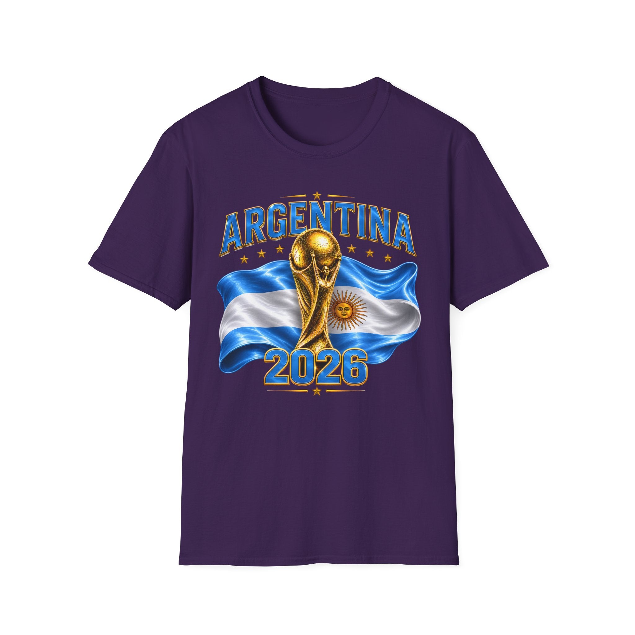 Argentina 2026 World Cup T-Shirt — Golden Trophy & Flag Soccer Fan Tee
