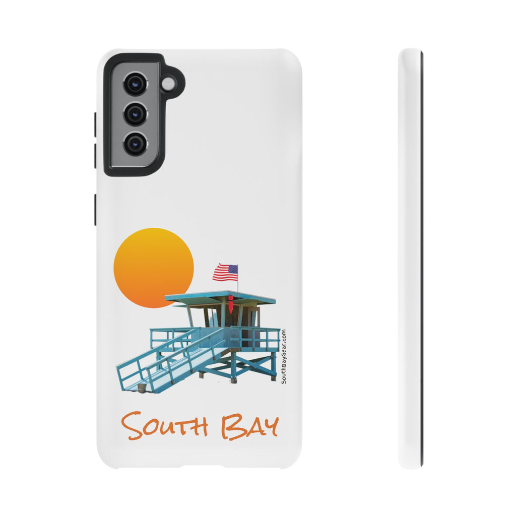 South Bay Lifeguard Stand with American Flag Tough Phone Cases