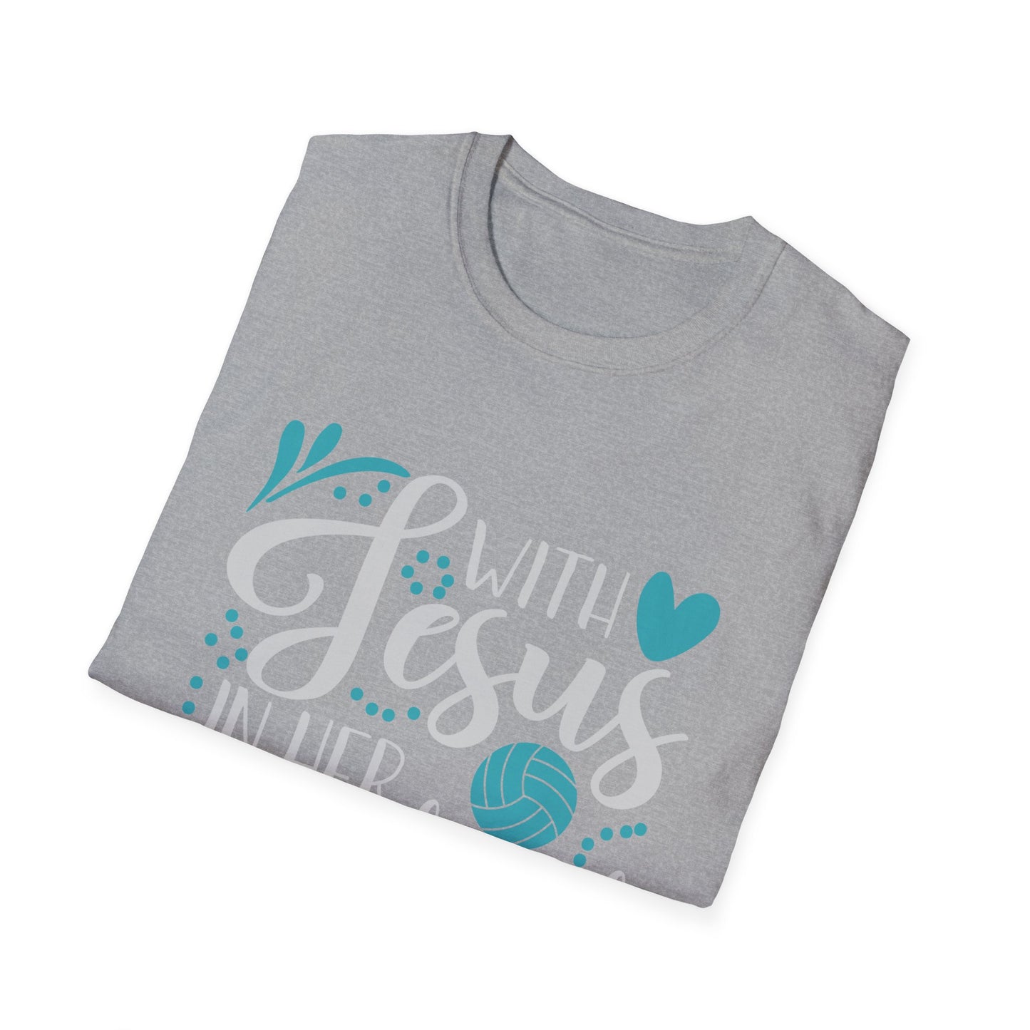 Jesus and Volleyball Unisex Softstyle T-Shirt