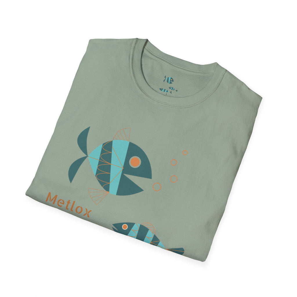 Metlox Pottery Fish Trio T-Shirt | Minimal Ocean Illustration