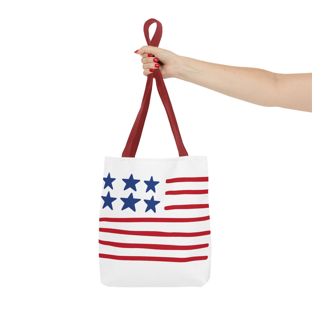 American Flag Stars & Stripes Tote Bag — Patriotic Canvas Beach Grocery Bag