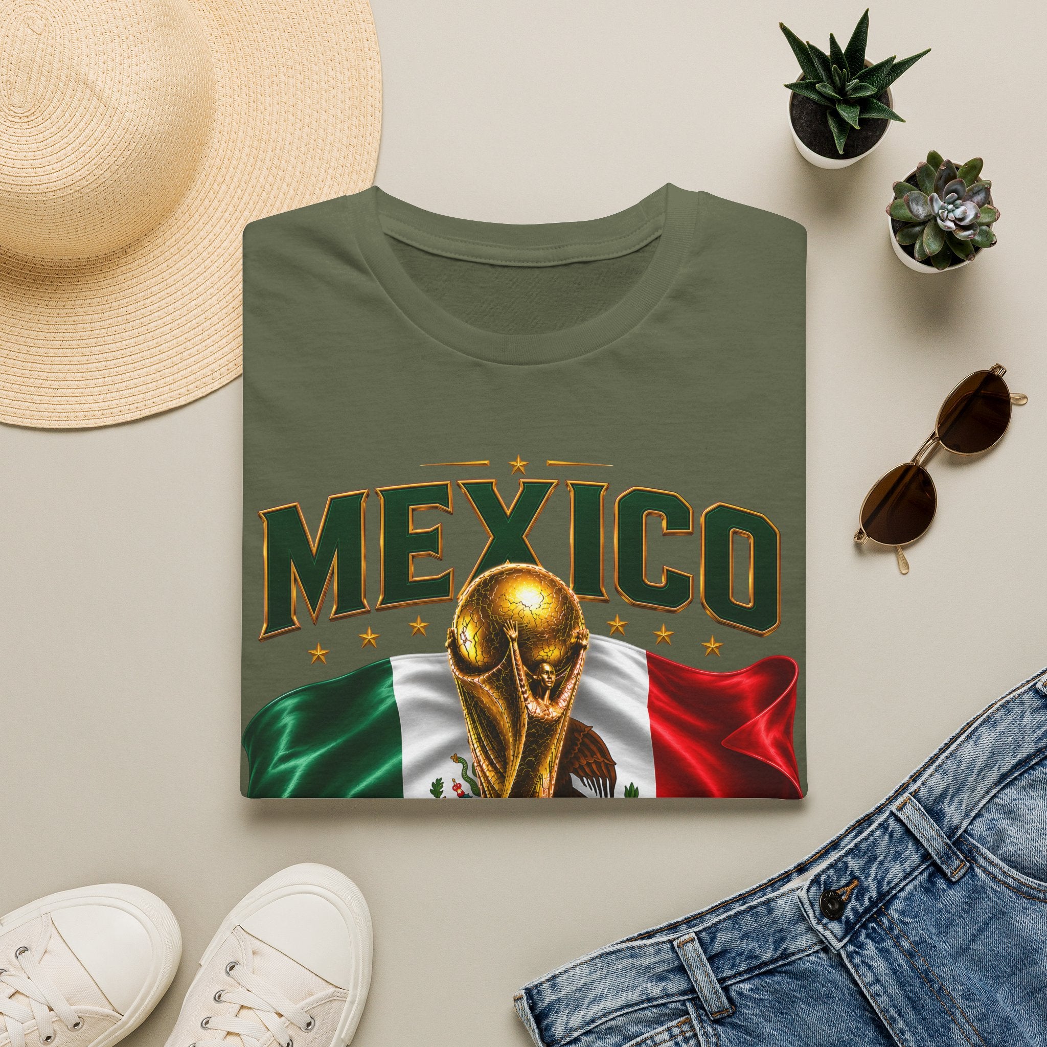 Mexico 2026 World Cup T-Shirt — Flag & Trophy Soccer Fan Tee