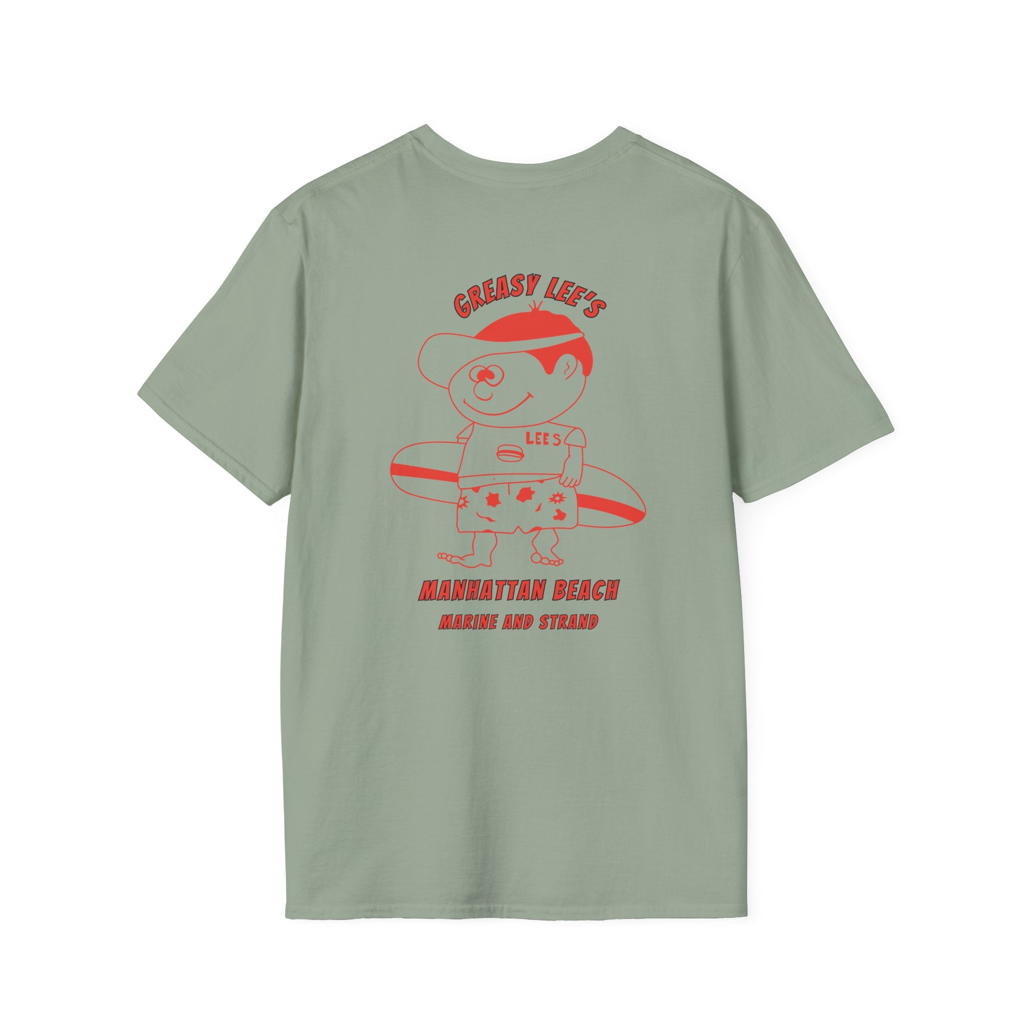 Greasy Lee's Manhattan Beach Old School T-Shirt | Marine and Strand Manhattan Beach Vintage Surf Design