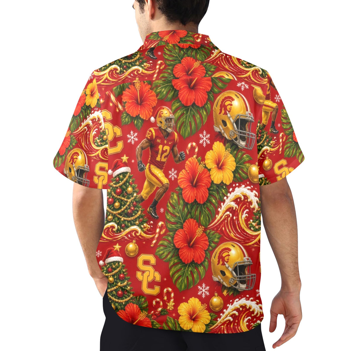 USC Christmas Men's All Over Print Hawaiian Shirt Made In USA Ships to USA Only