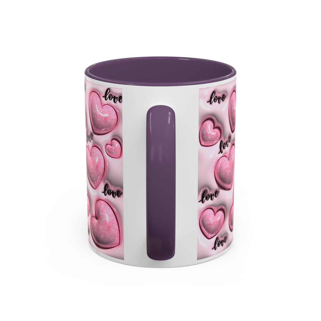 Pink Heart Pattern love Mug | Accent Coffee Mug 11oz 15oz