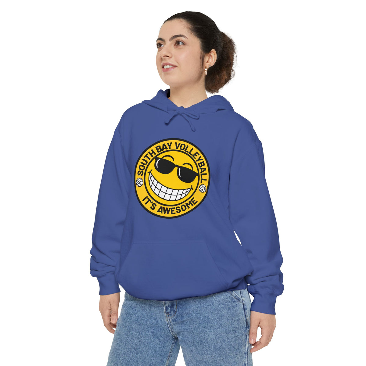 Volleyball Smiley Hoodie — "South Bay Volleyball It's Awesome" Crewneck