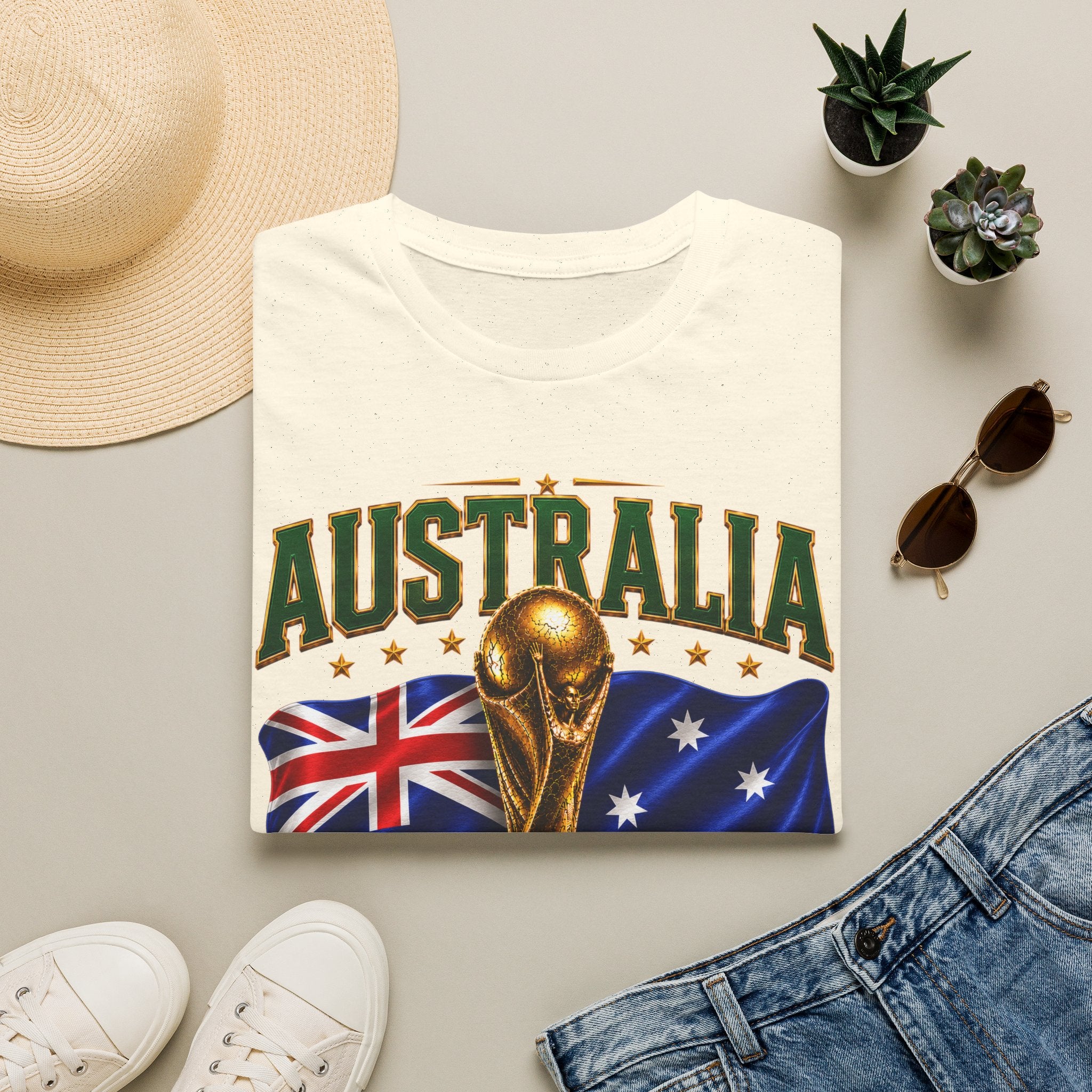 Australia 2026 Soccer World Cup T-Shirt — Aussie Flag & Trophy Design