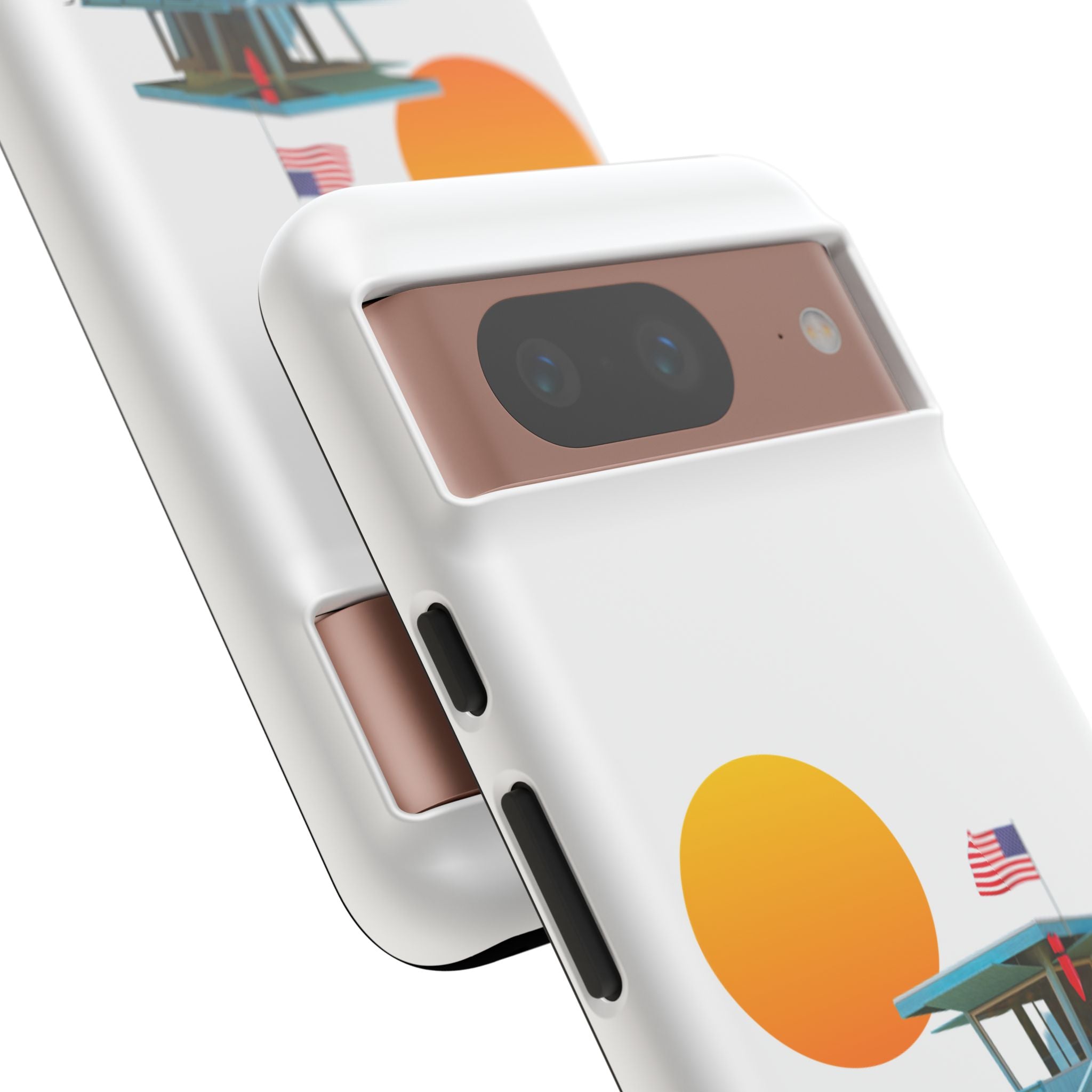 South Bay Lifeguard Stand with American Flag Tough Phone Cases