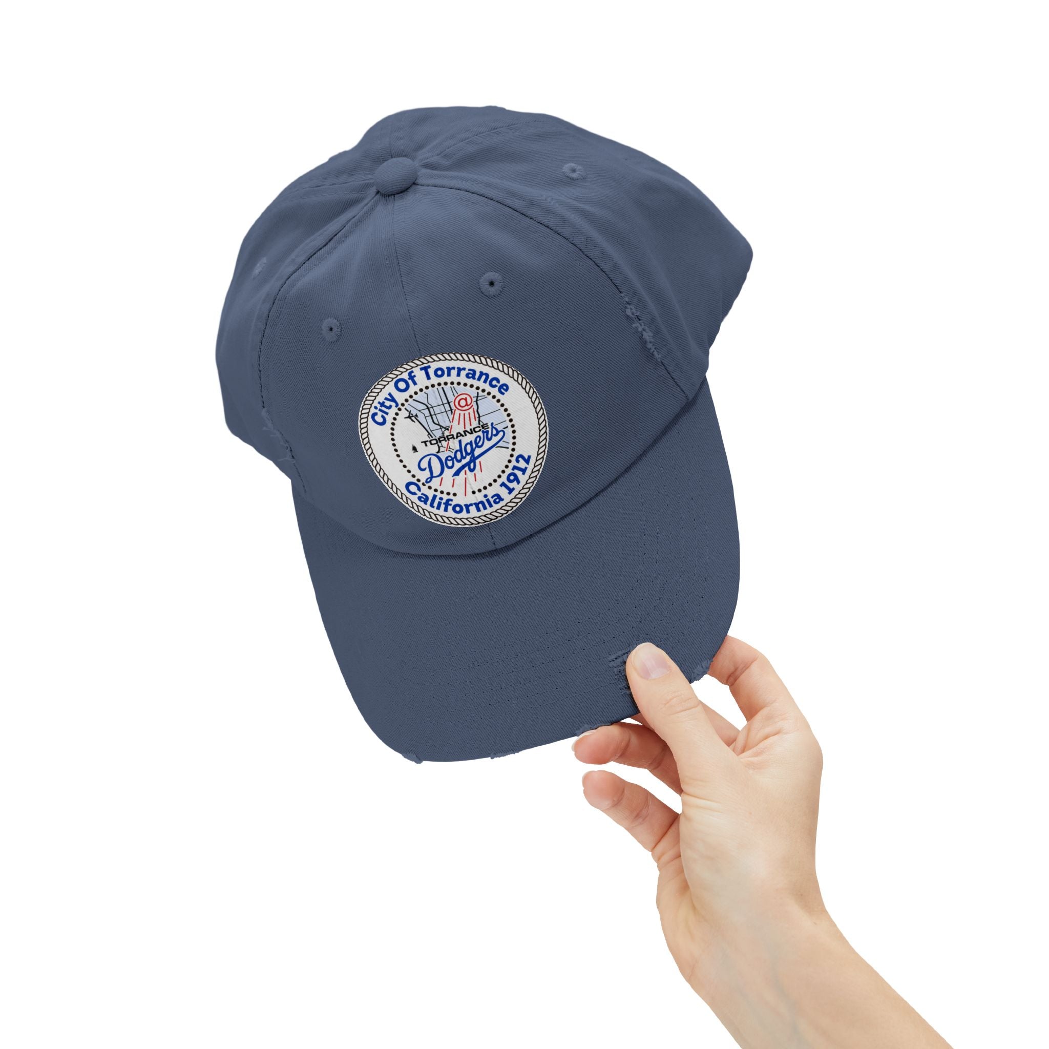 Distressed Baseball Cap with Torrance Dodgers Patch