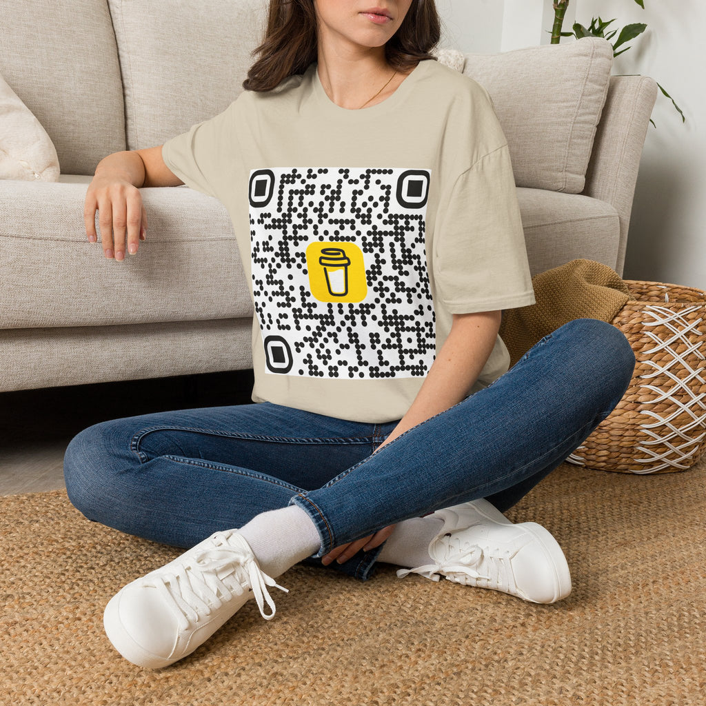 QR Code Coffee Cup T‑Shirt — Scan-to-Order Cafe Tee