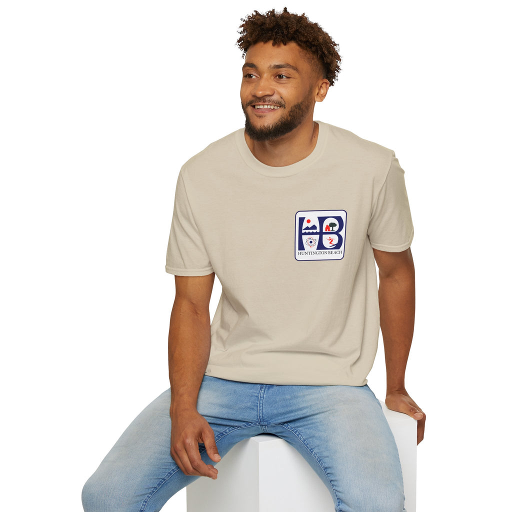 Huntington Beach Retro Logo T-Shirt — HB Surf & Sunset Tee (printed 3 side)