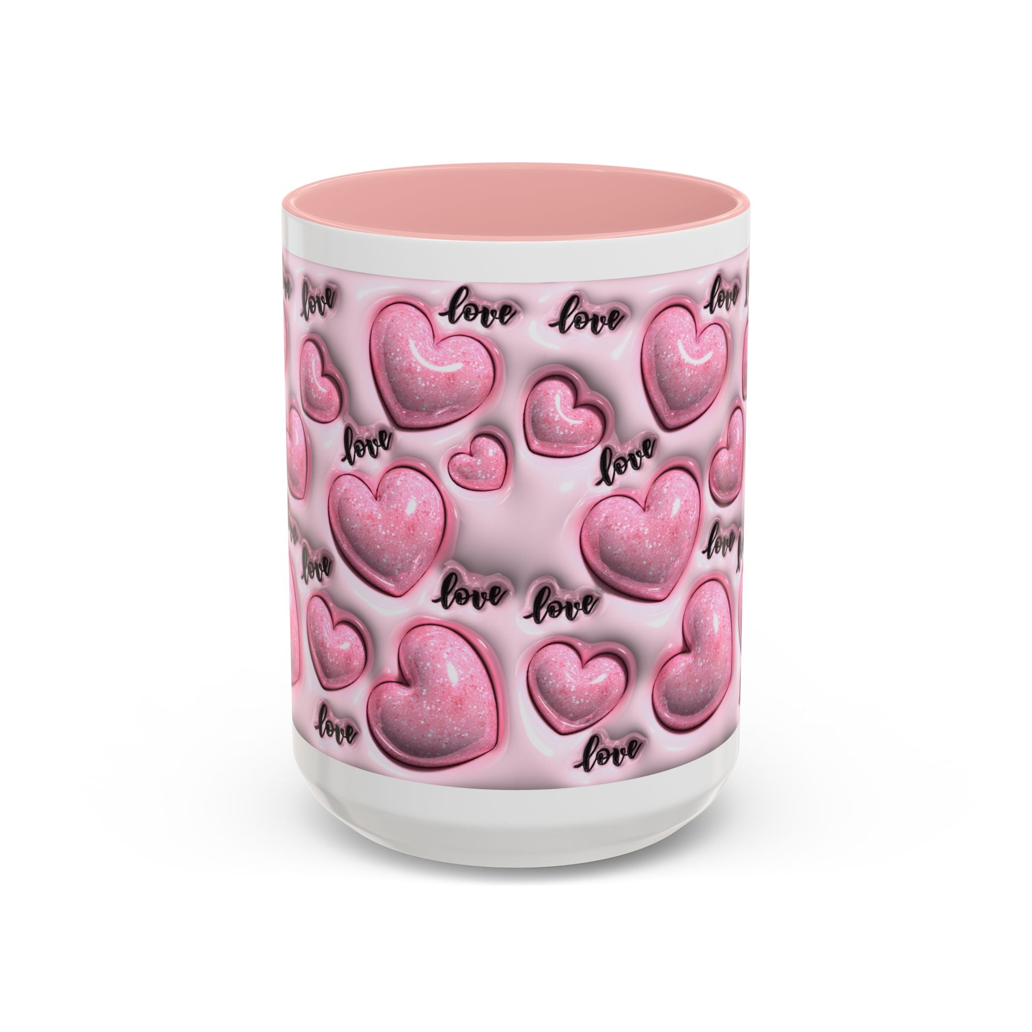 Pink Heart Pattern love Mug | Accent Coffee Mug 11oz 15oz