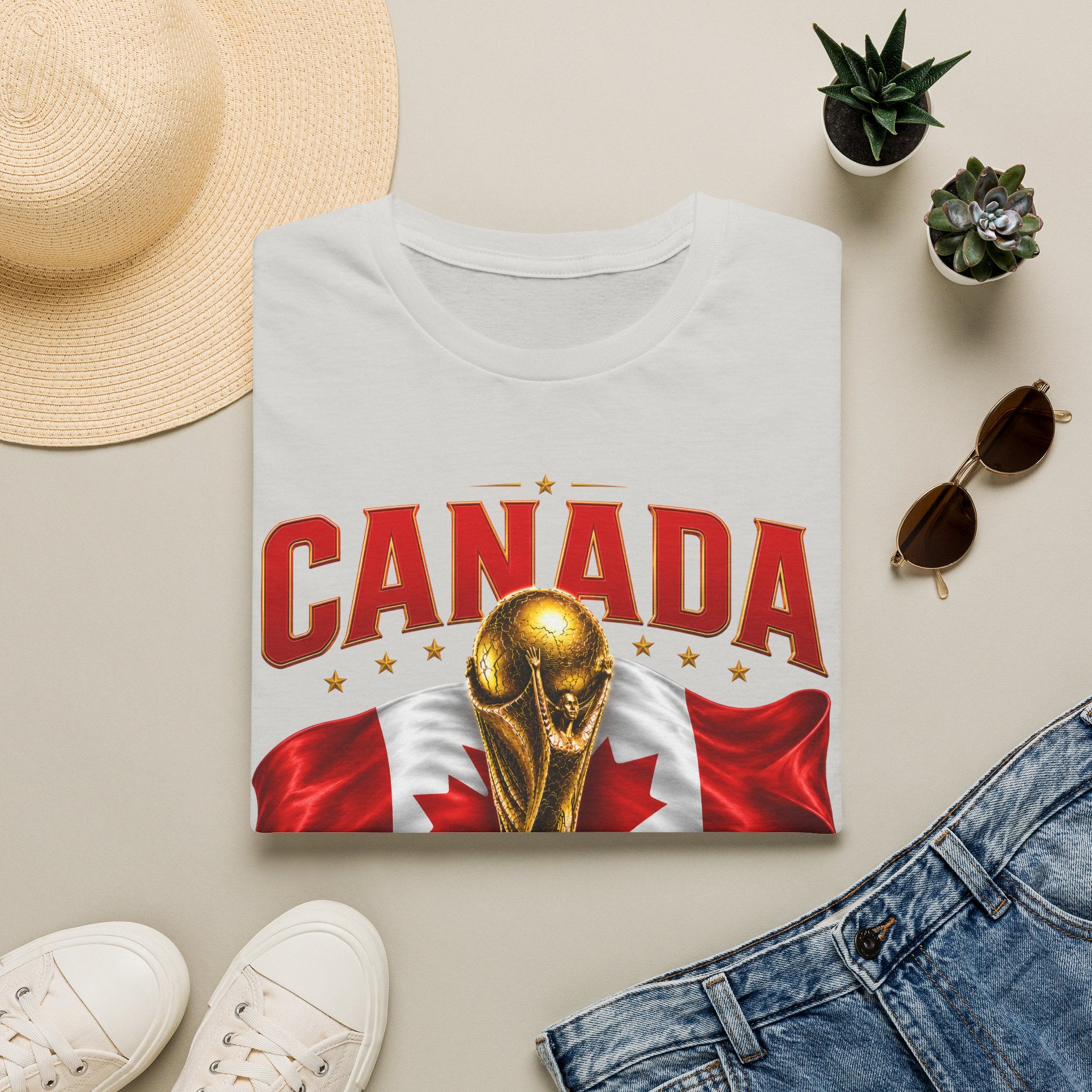 Canada 2026 World Cup T-Shirt — Canadian Soccer Fan Tee with Trophy & Flag