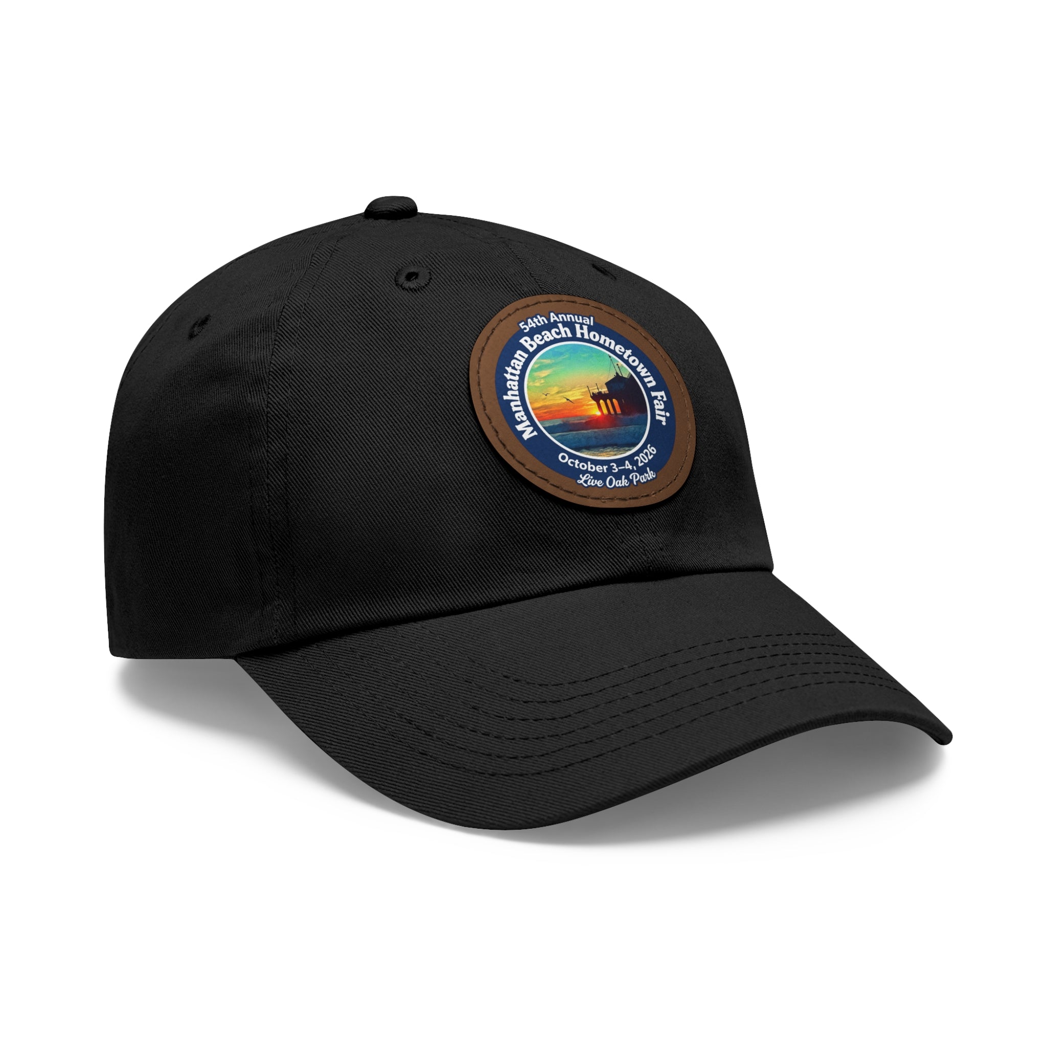 Manhattan Beach Hometown Fair 2026  Beach  Live Oak Park Annual Festival Round Leather Patch Hat