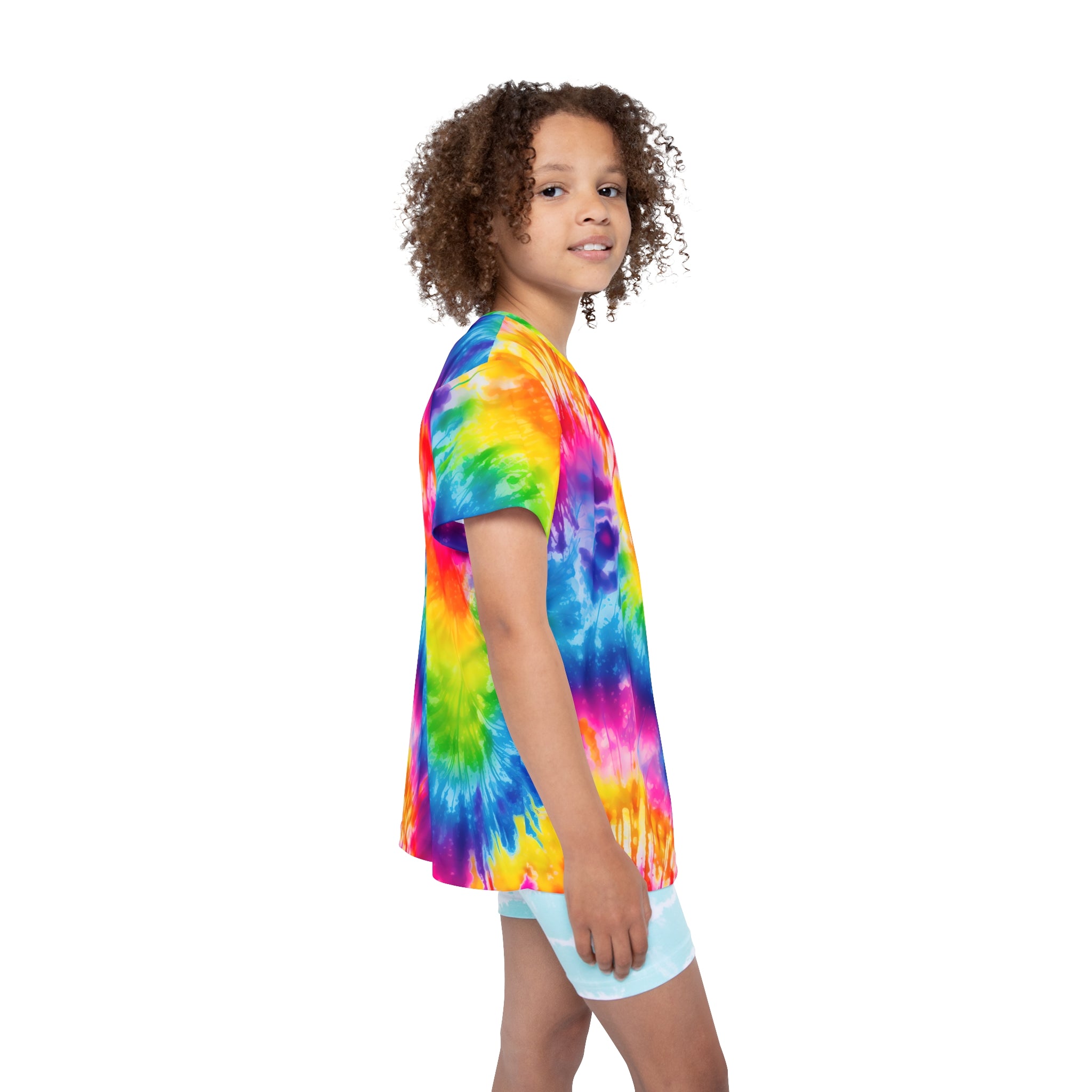 Kids Tie-Dye Sports Jersey — Vibrant All-Over Print Active Tee