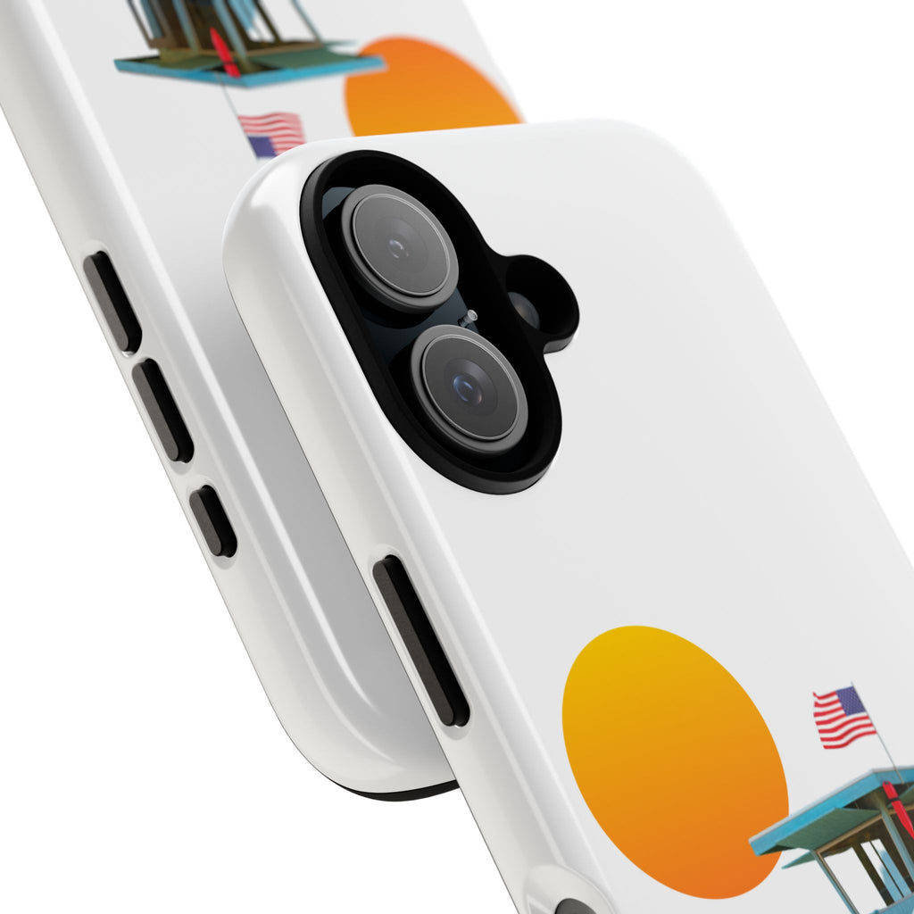 South Bay Lifeguard Stand with American Flag Tough Phone Cases