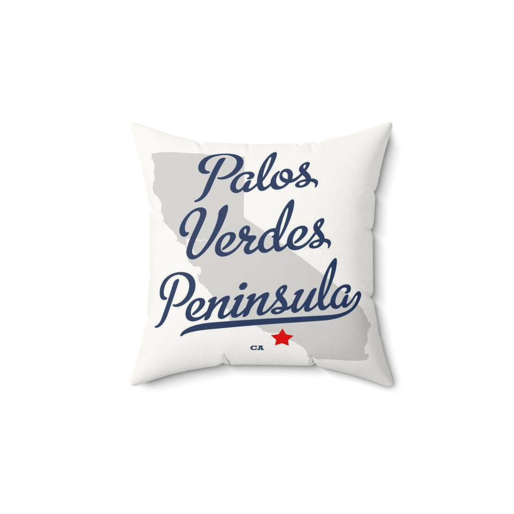 Palos Verdes Peninsula California Map - Faux Suede Square Pillow