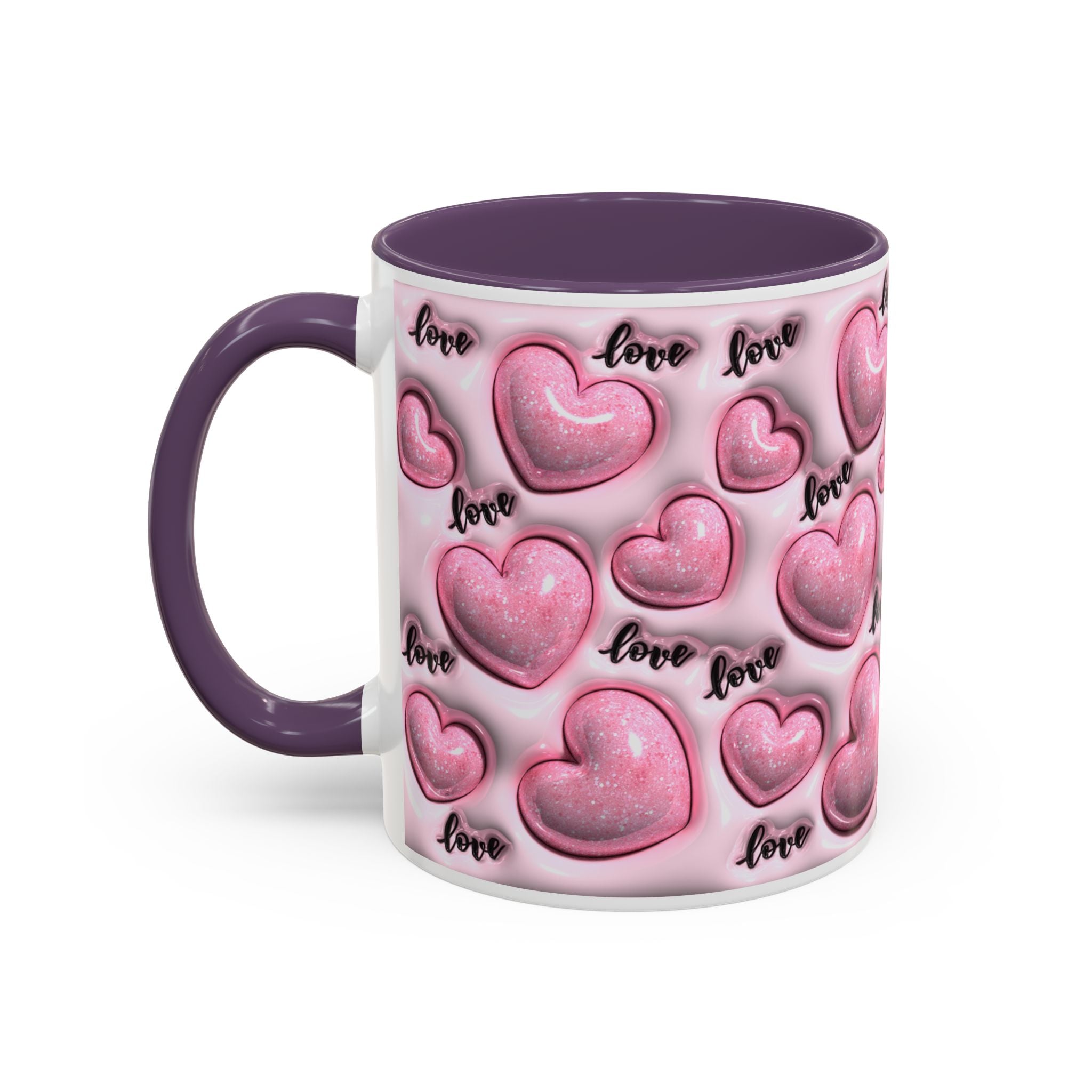 Pink Heart Pattern love Mug | Accent Coffee Mug 11oz 15oz