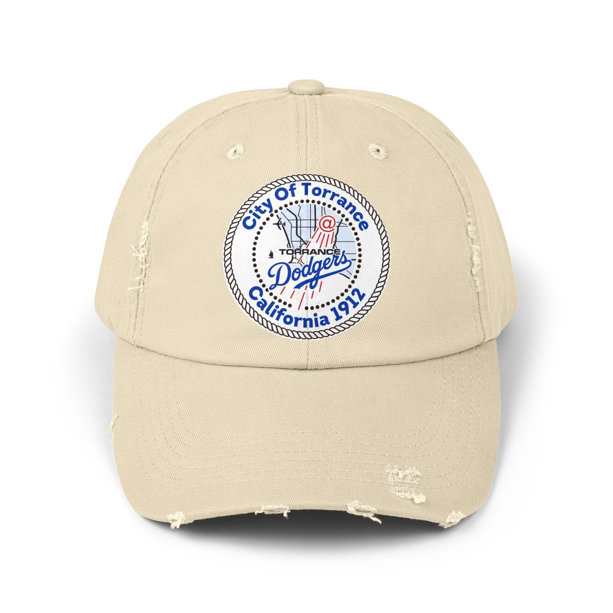 Distressed Baseball Cap with Torrance Dodgers Patch
