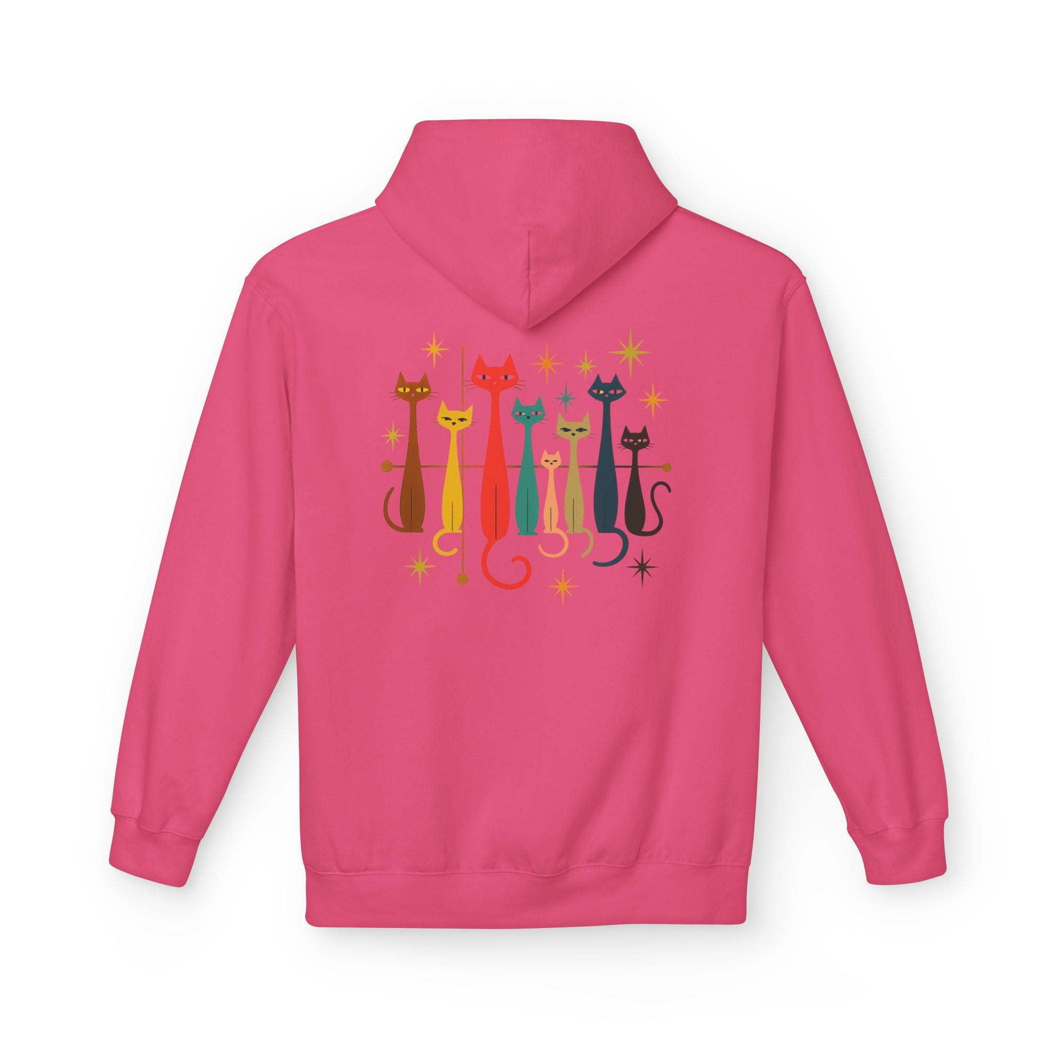 Retro Long Cats hoodie | Colorful Cat Illustration (printed front and back)